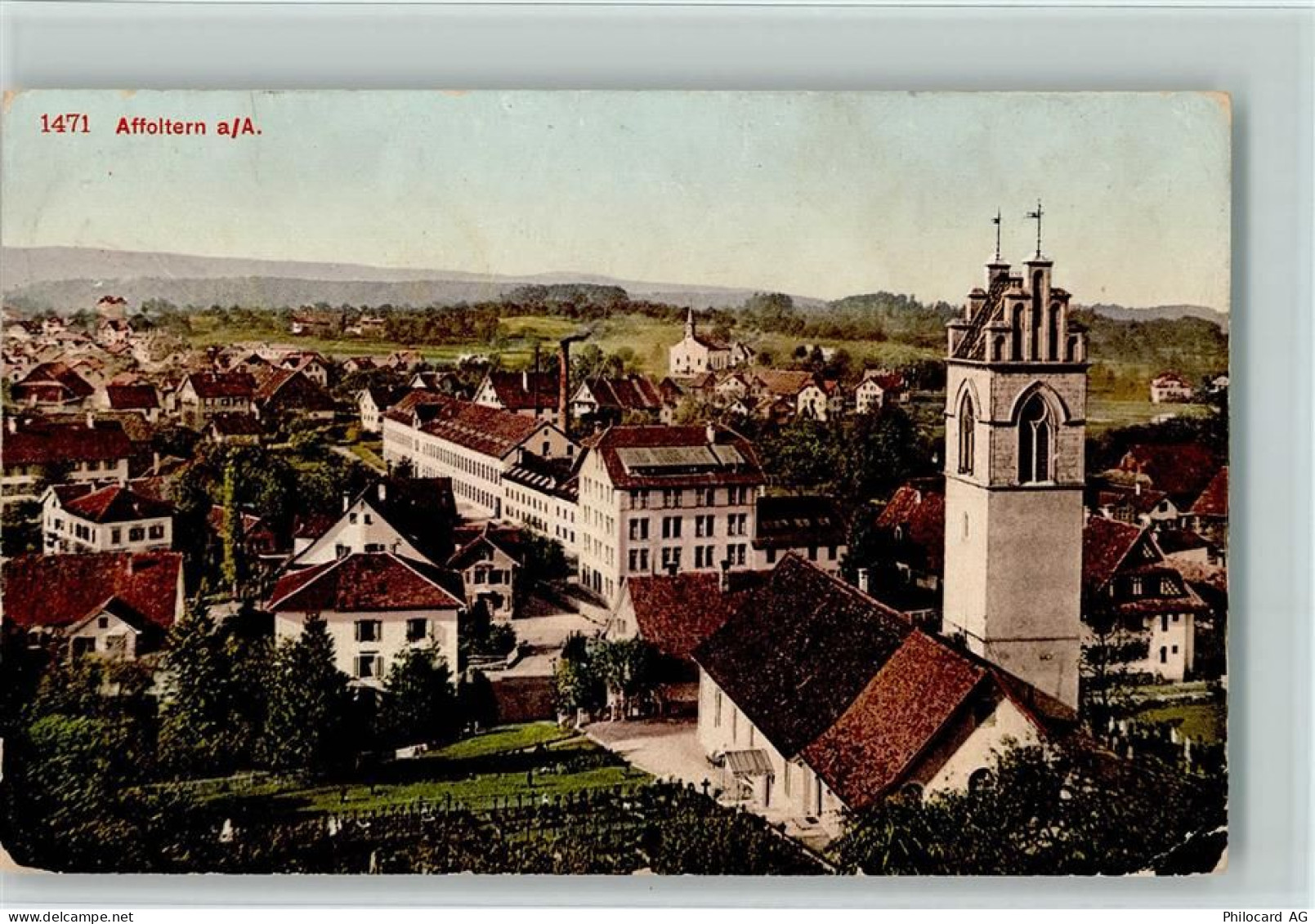 8910 Affoltern am Albis 1915 - Teilansicht mit Kirche AK - 13102250