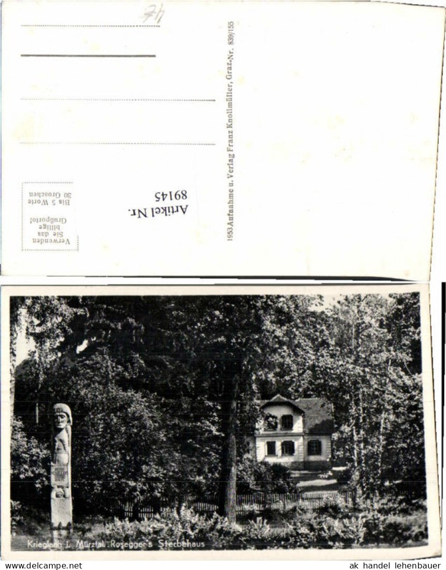 89145,Krieglach Roseggers Sterbehaus