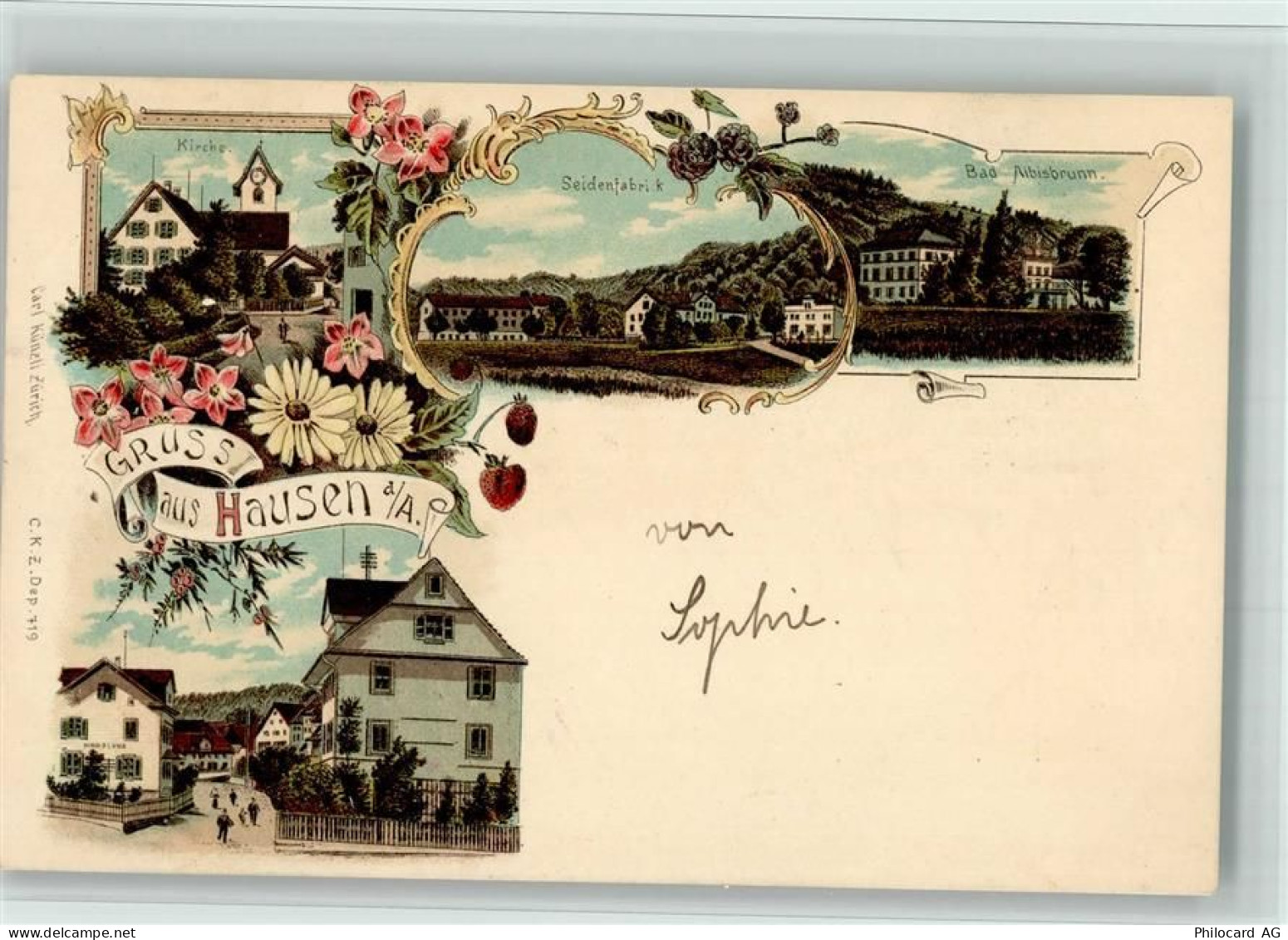 8915 Hausen am Albis 1899 BOAKC Seidenfabril Lithographie - 13700461