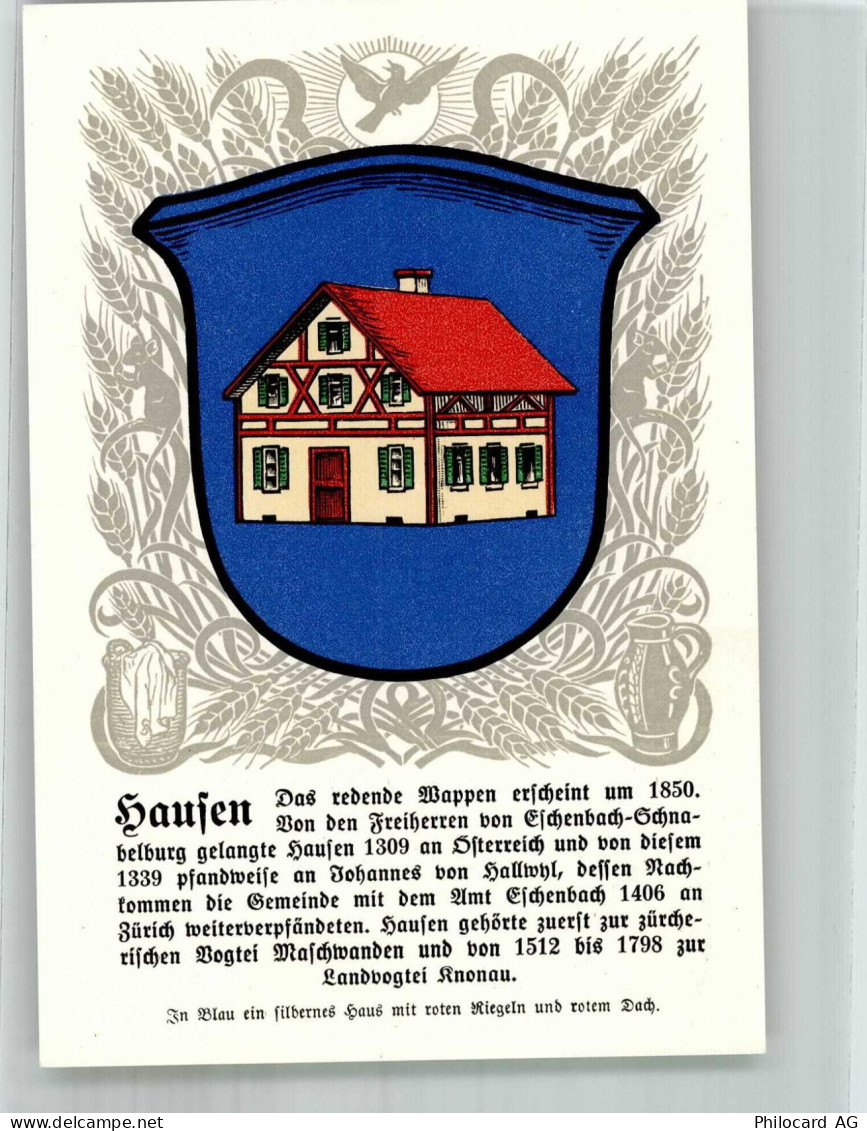 8915 Hausen am Albis Lithographie Wappen - 14021351