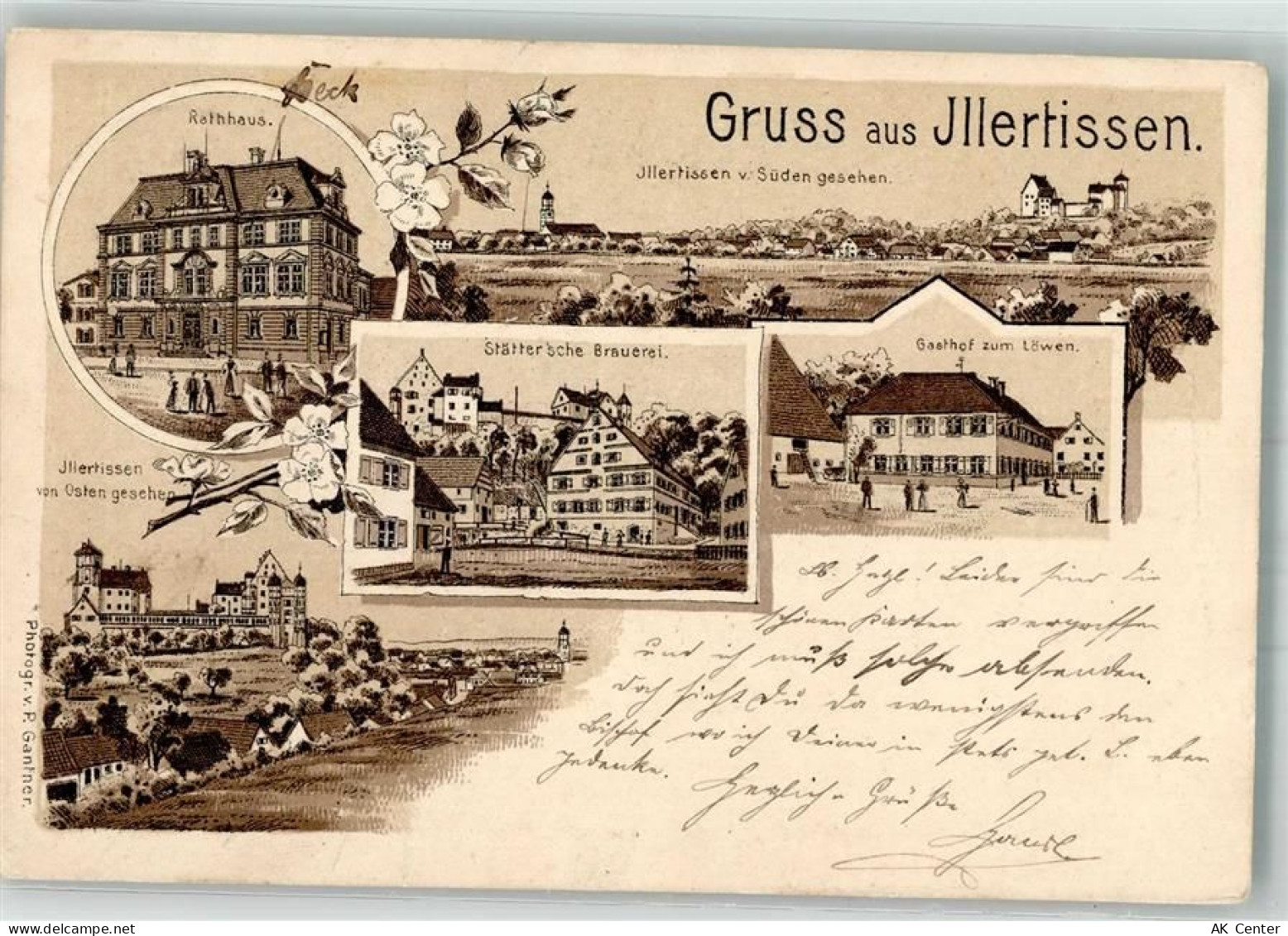 89257 W7918 Illertissen 1900 Gebrauchsspuren Lithographie Rathaus Sätter... - 13654292