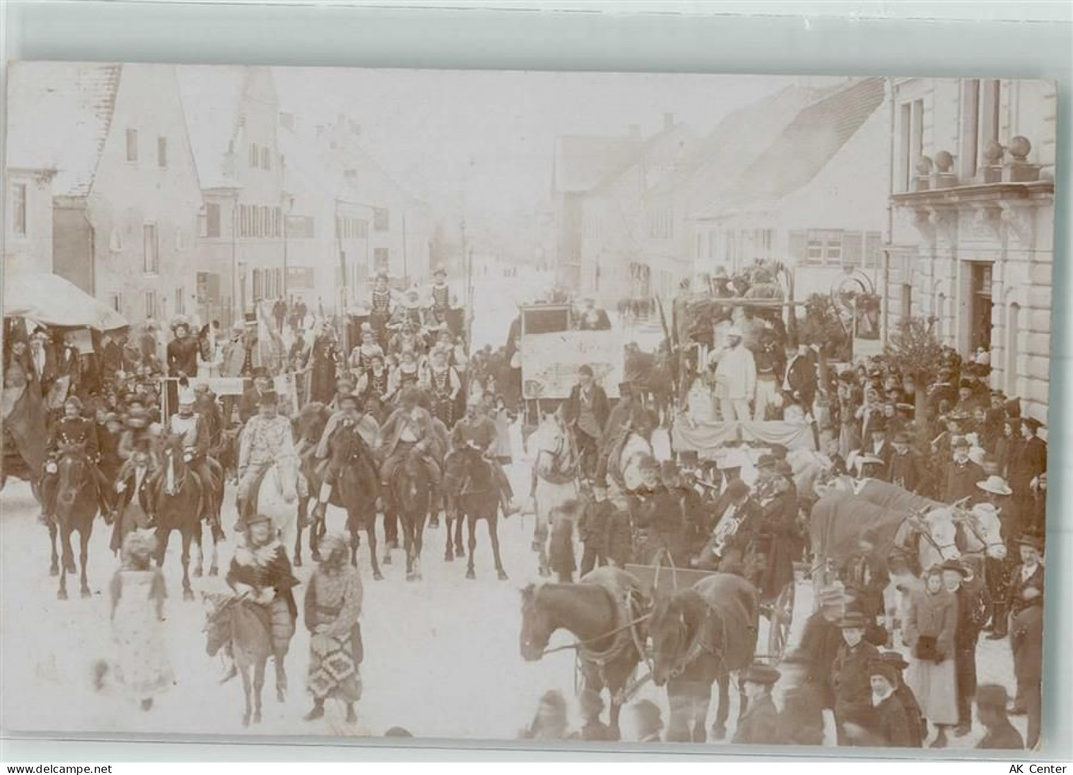 89257 W7918 Illertissen 1909 Foto AK Historisches Volksfest Festwagen Pf... - 13653511