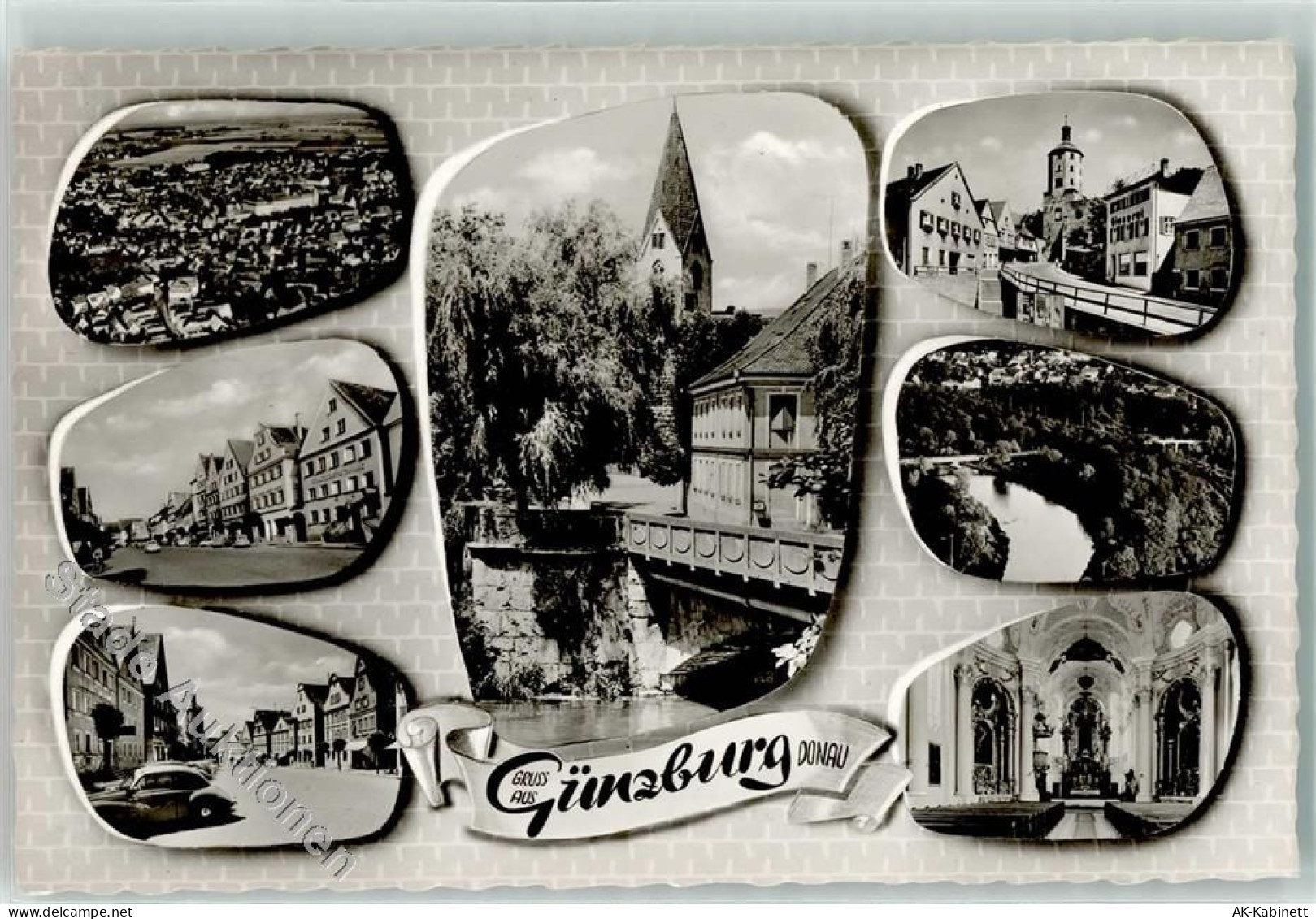 89312 W8870 Günzburg Foto AK Kirche Inneres Brücke Auto Metzgerei - 39198122