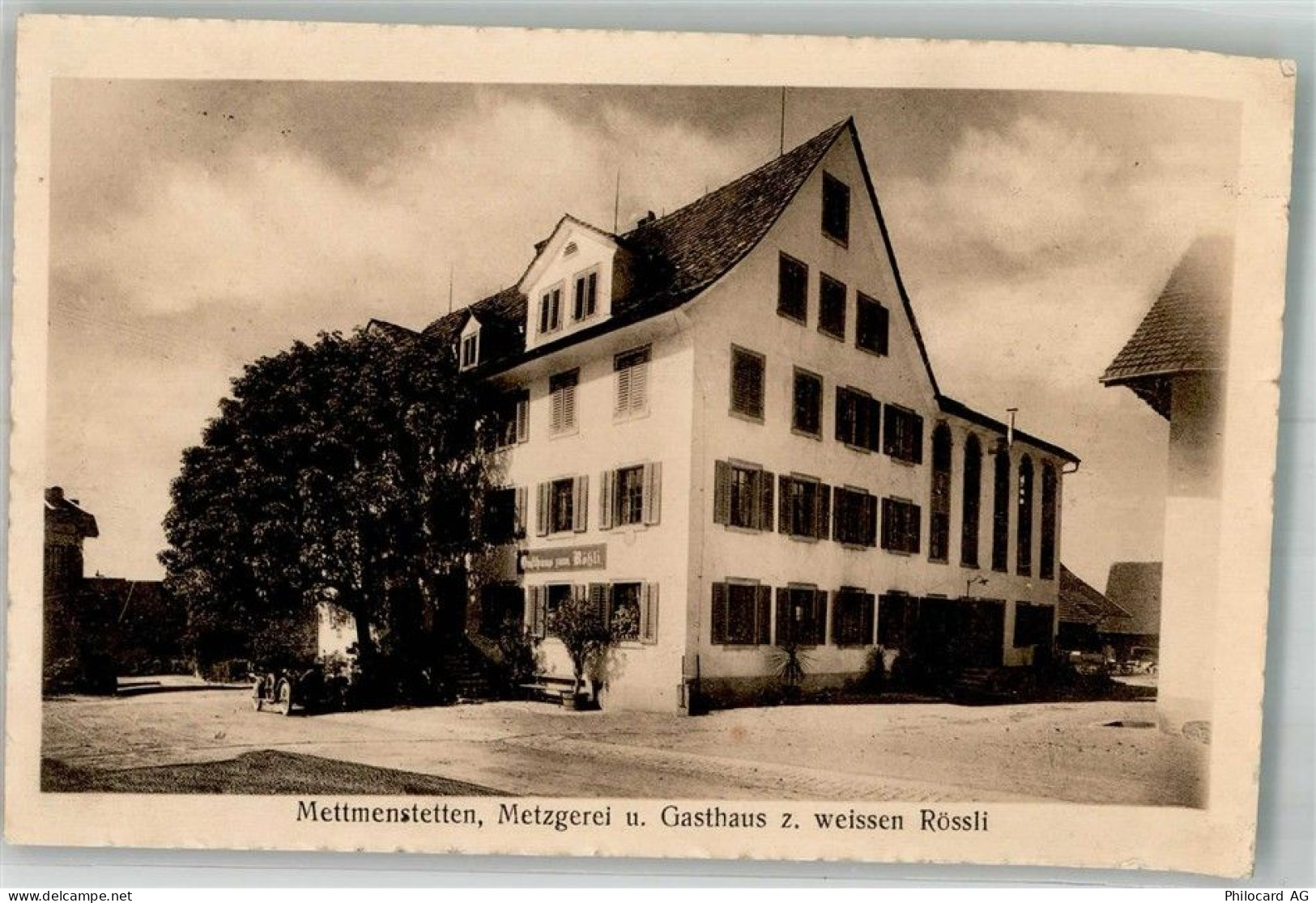 8932 Mettmenstetten 1921 Foto AK Auto Metzgerei und Gasthaus zum weissen... - 13585905