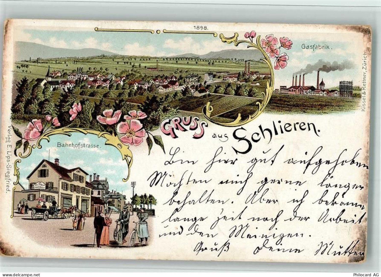 8952 Schlieren 1905 BOAKC Gasfabrik Bahnhofstrasse Lithographie - 13700451
