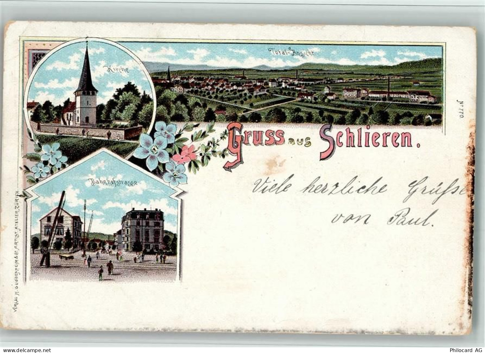8952 Schlieren 1906 BOAKC Bahnhofstrasse Lithographie - 13700452