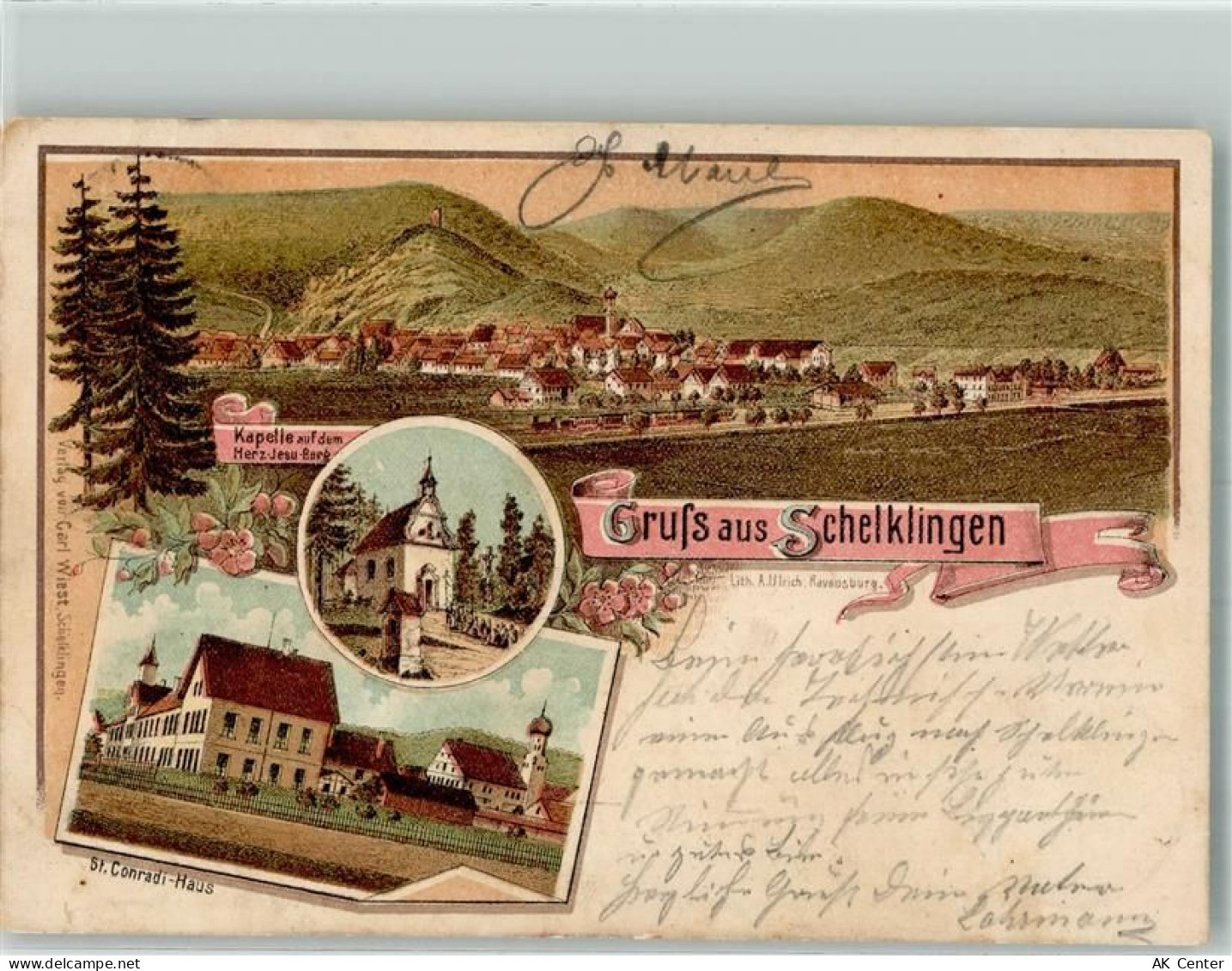 89601 W7933 Schelklingen 1899 Lithographie Herz-Jesu-Berg Kapelle St. Co... - 13645608