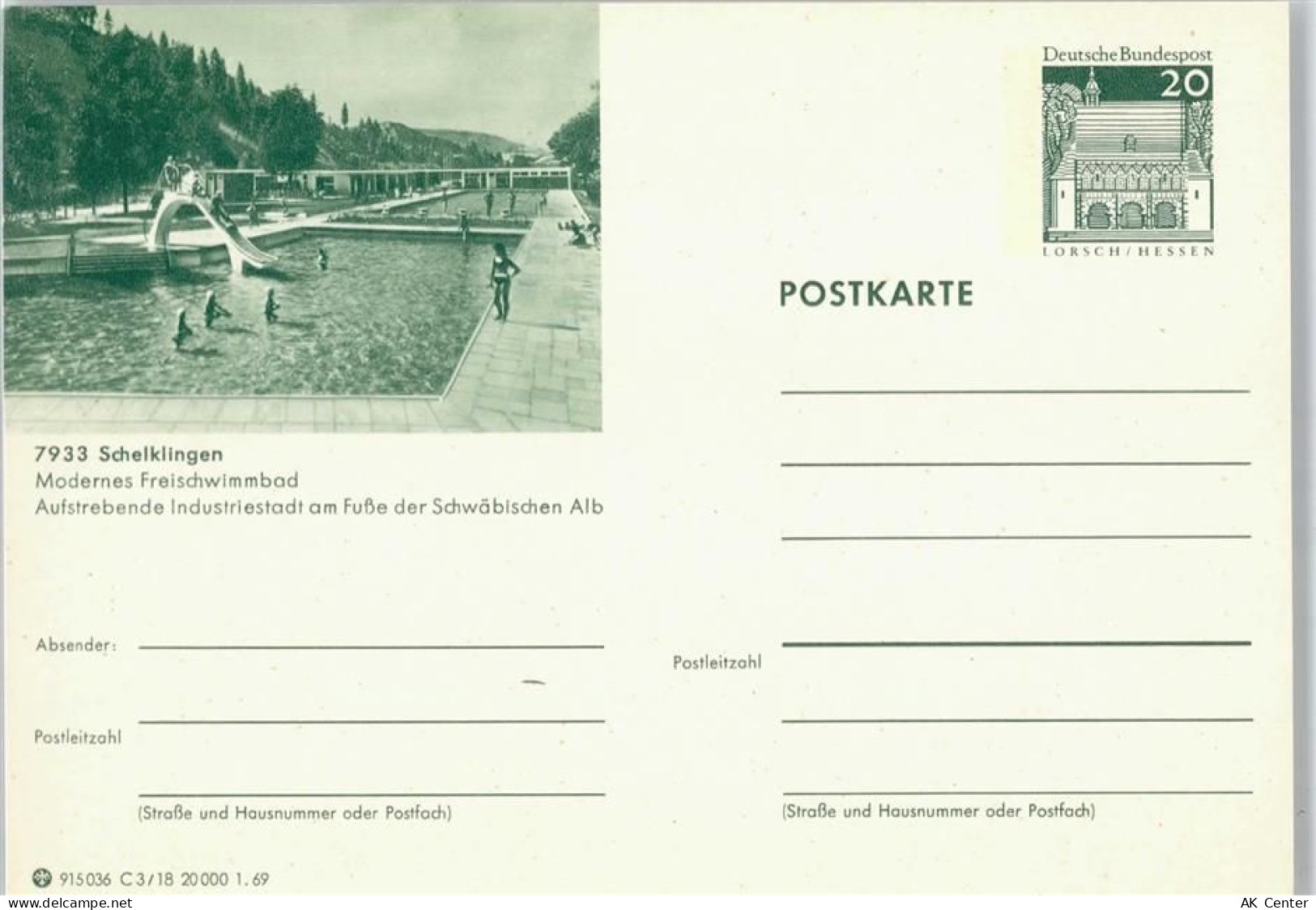 89601 W7933 Schelklingen - Schwimmbad Rutsche Baum - 50383982