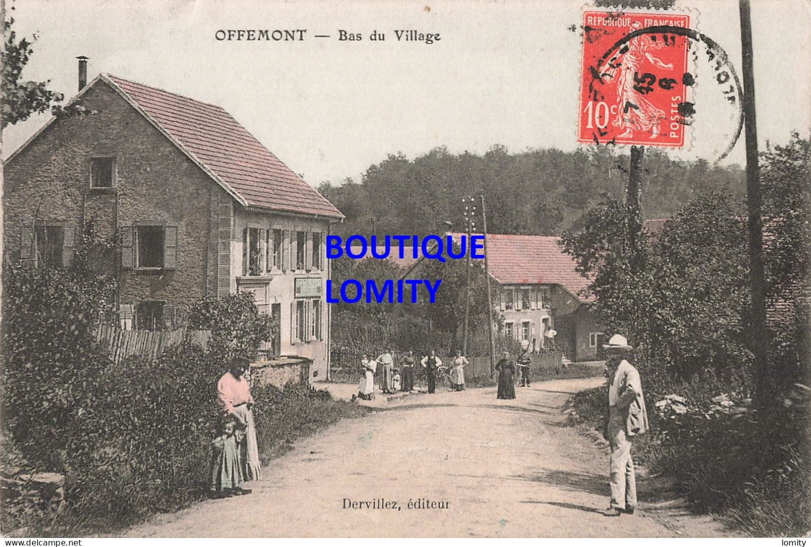 90 Offemont bas du village CPA animation carte couleur