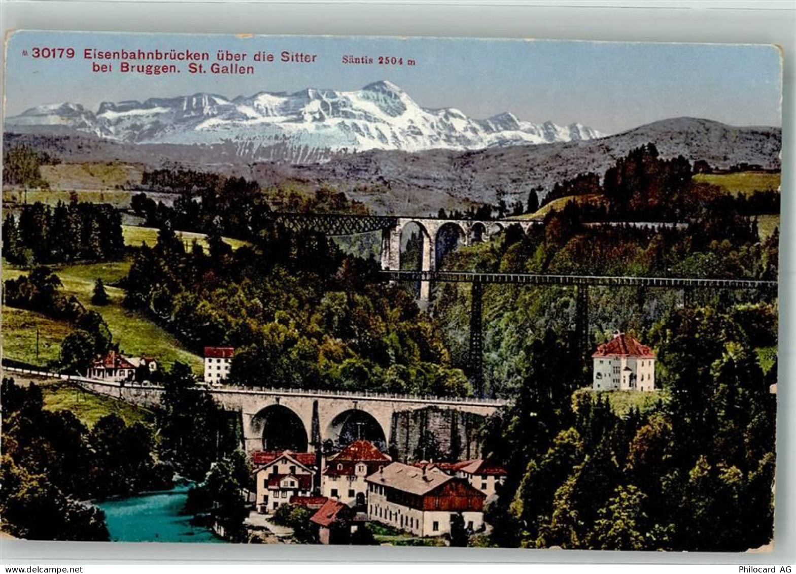 9000 Bruggen Foto AK Eisenbahn- Brücken über Sitter - 38071226