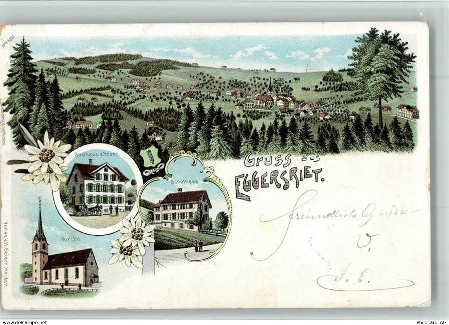 9034 Eggersriet 1901 BOAKC Gasthaus Krone Lithographie - 13700364