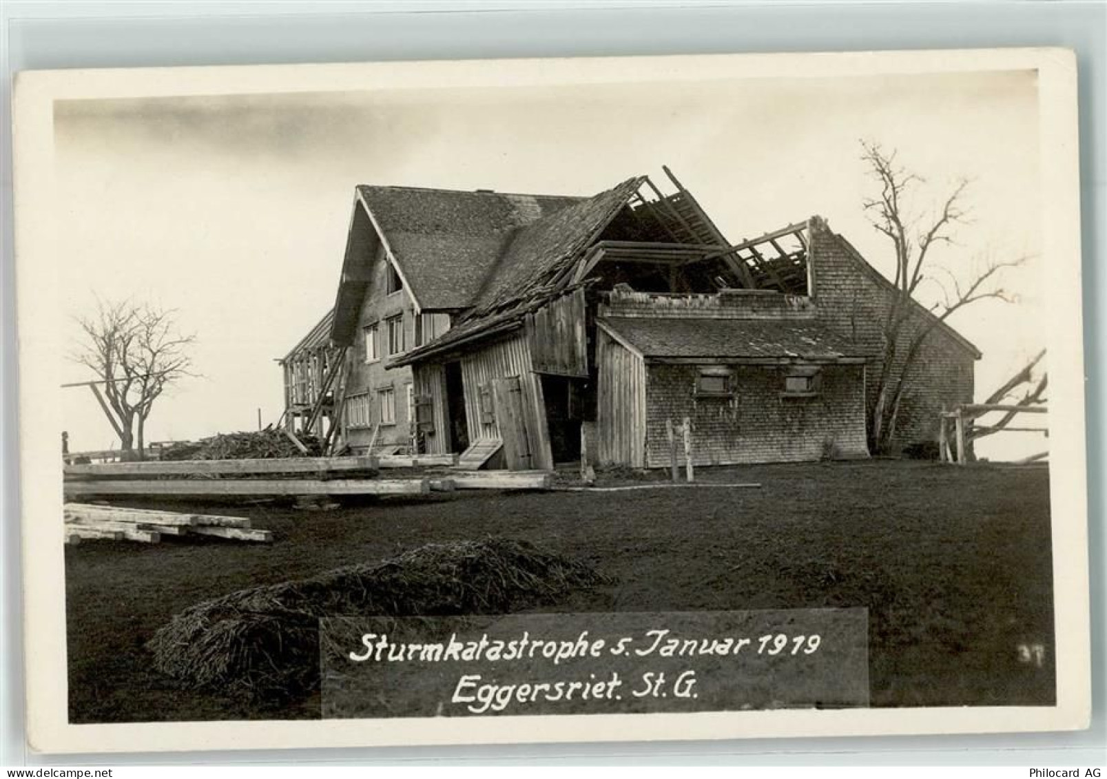9034 Eggersriet 1919 Privatfoto AK Sturmkatastrophe Zerstörtes Haus - 13256327