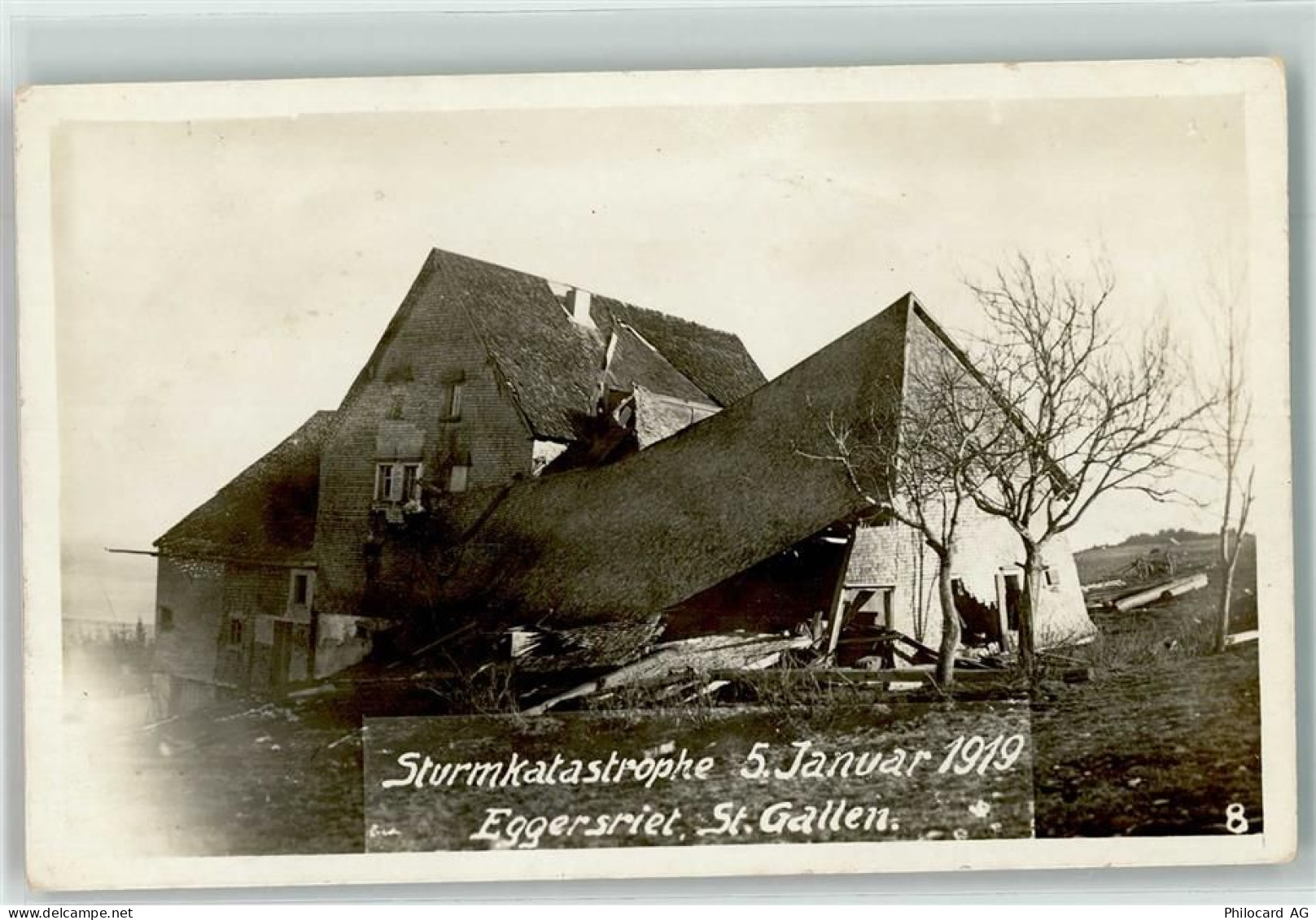 9034 Eggersriet 1919 Privatfoto AK Sturmkatastrophe Zerstörtes Haus - 13256330