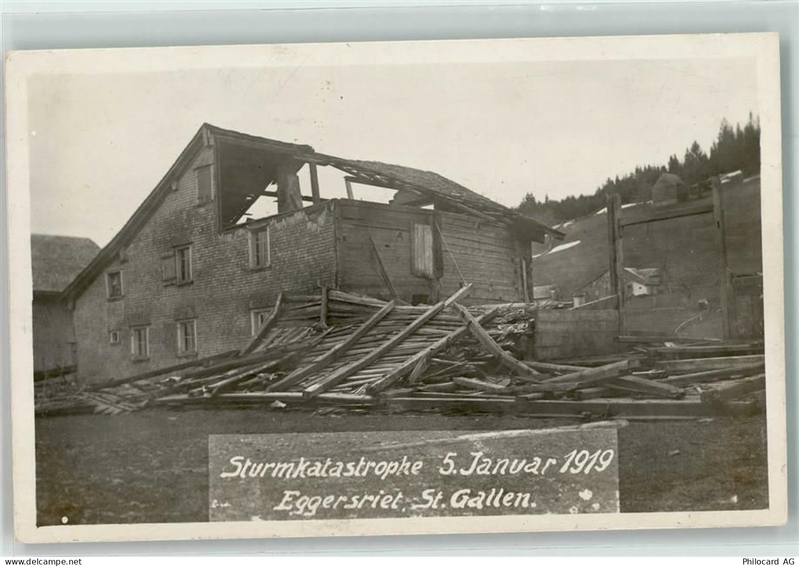 9034 Eggersriet 1919 Privatfoto AK Sturmkatastrophe Zerstörtes Haus - 13256331