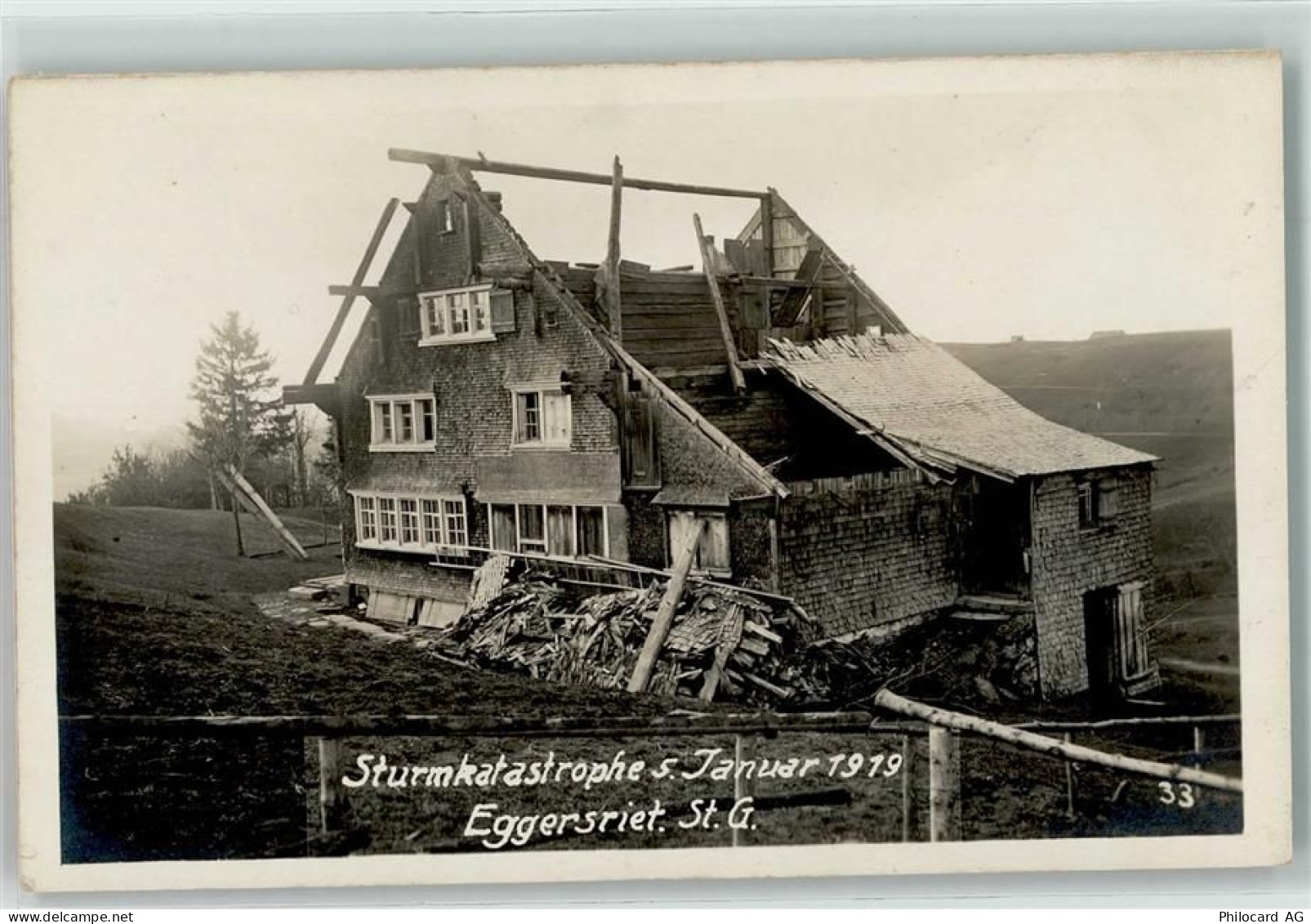 9034 Eggersriet 1919 Privatfoto AK Sturmkatastrophe Zerstörtes Haus - 13256332
