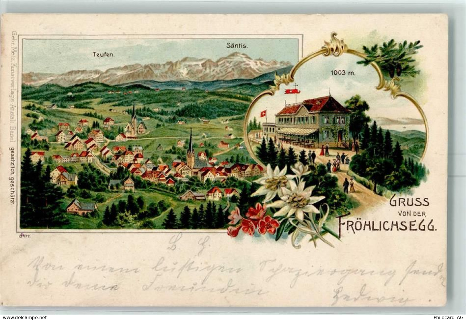 9053 Teufen AR 1904 Lithographie Teufen Säntis Fröhlichsegg - 13601369