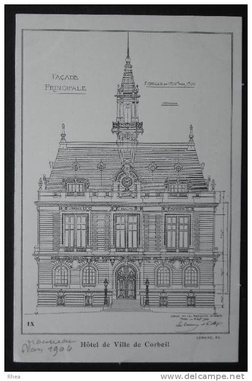 91 Corbeil-Essonnes mairie hotel de ville plan architecte    D91D  K91174K  C91174C RH026768
