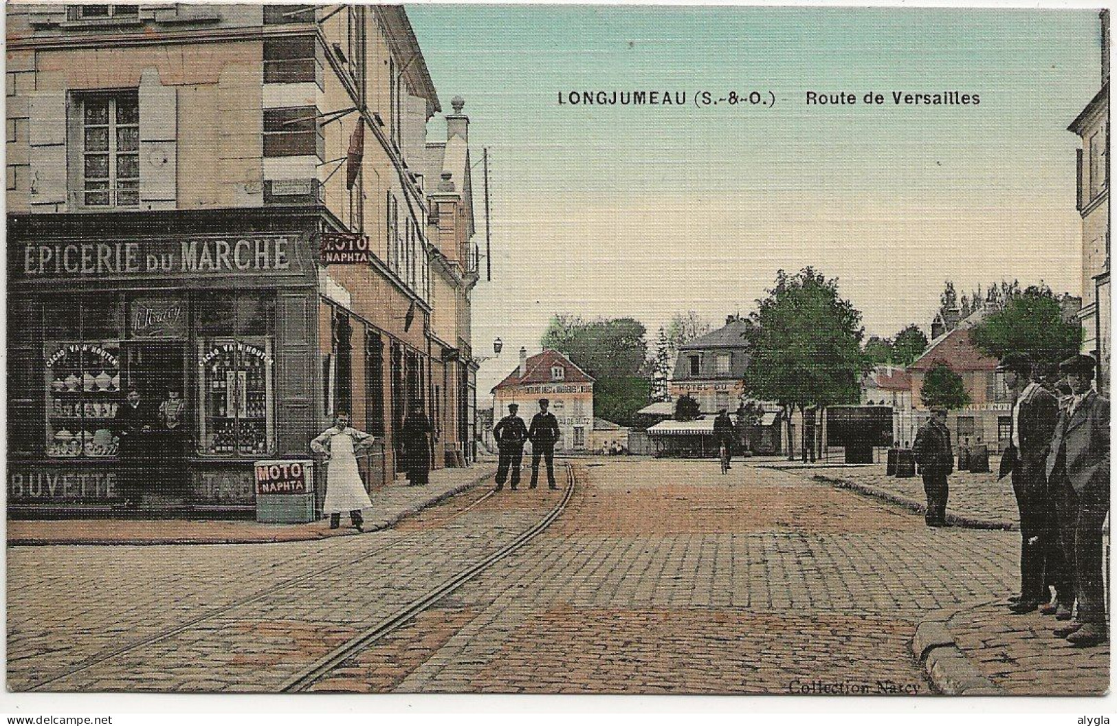 91 - LONGJUMEAU - route de Versailles, épicerie - CPA colorisée