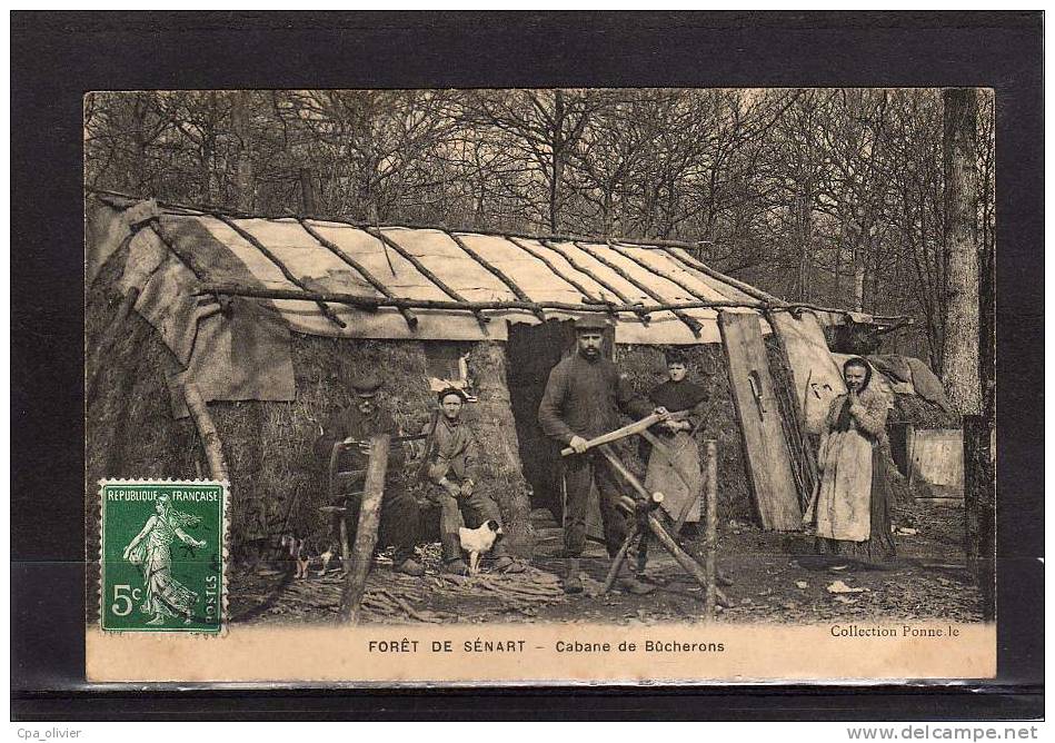 91 SENART Foret de Sénart, Cabane de Bucherons, bien animée, beau plan, ed Ponnelle, 190?