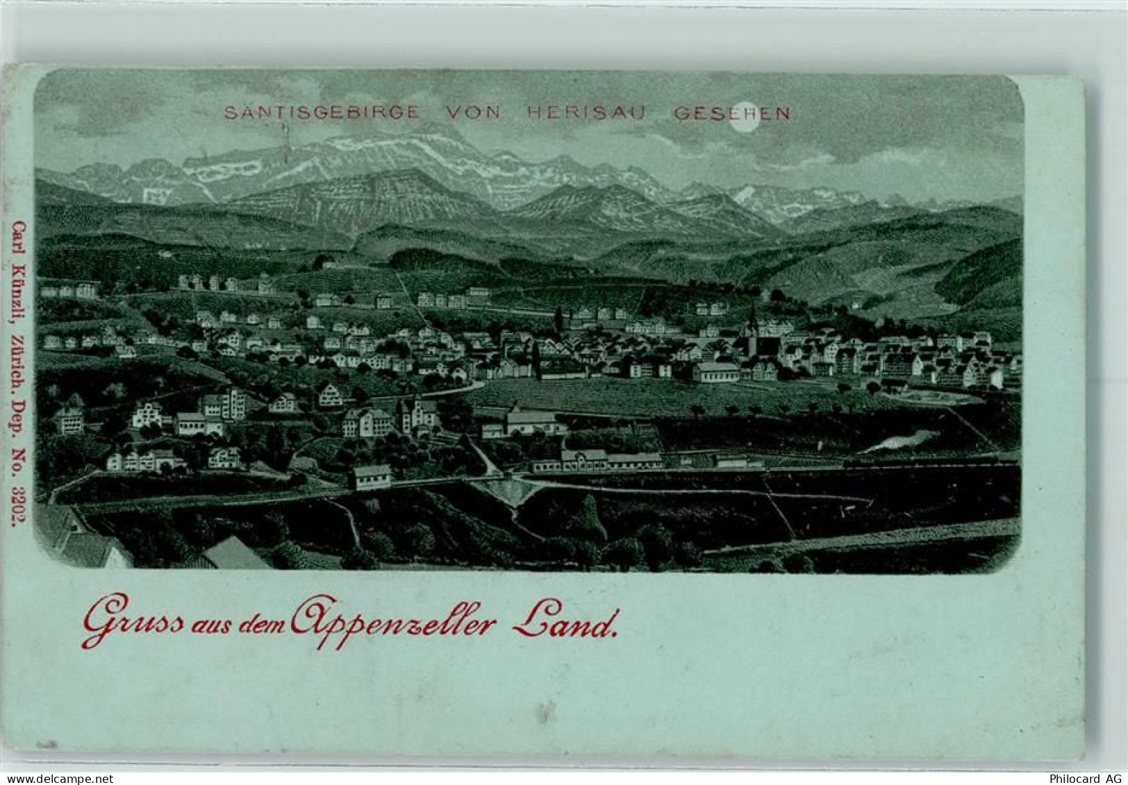 9100 Herisau 1899 Mondschein Säntisgebirge von Herisau gesehen - 13125312