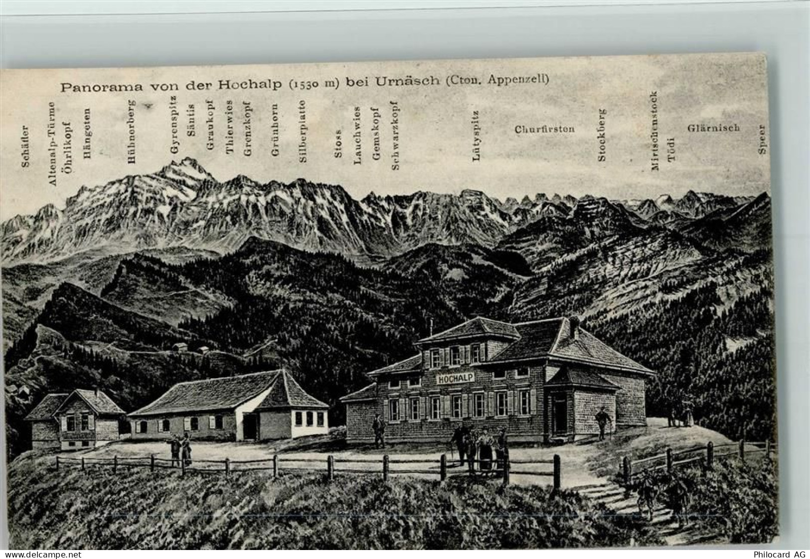 9107 Urnäsch 1911 - Panorama von der Hochalp bei Urnäsch Hochalp - 13094775