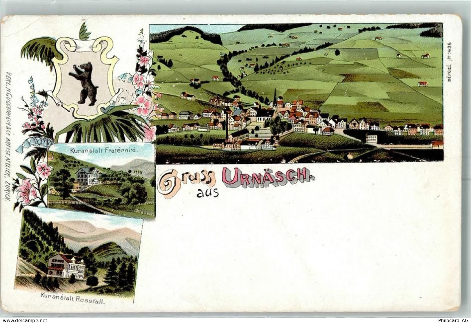 9107 Urnäsch Lithographie Kuranstalt Fraréniré Kuranstalt Rossfall - 13601328