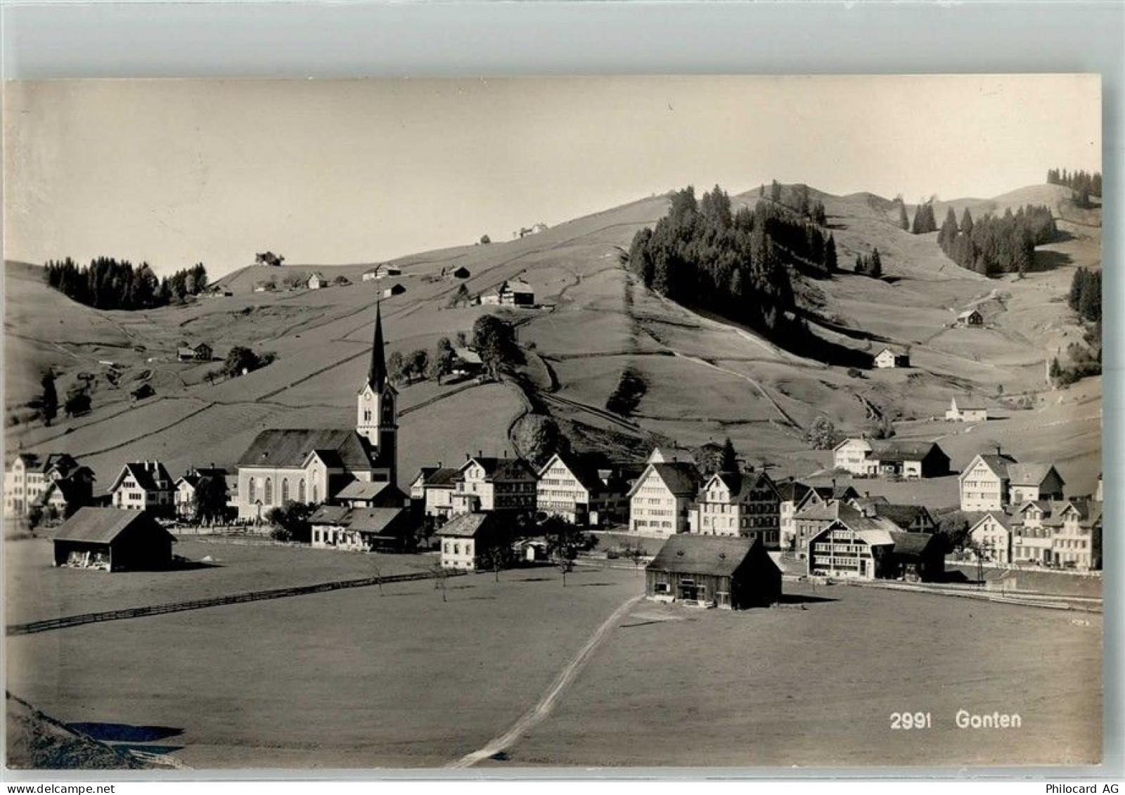 9108 Gonten 1938 Foto AK Kirche - 38219310