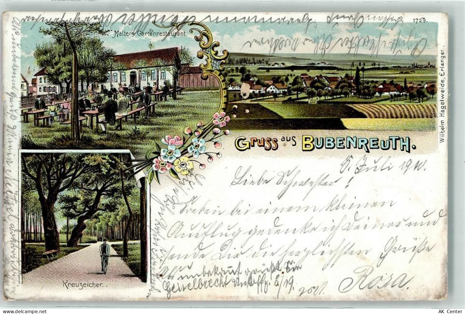 91088 W8526 Bubenreuth 1900 Lithographie Malters Gasthaus Kreuzeicher - 13606196