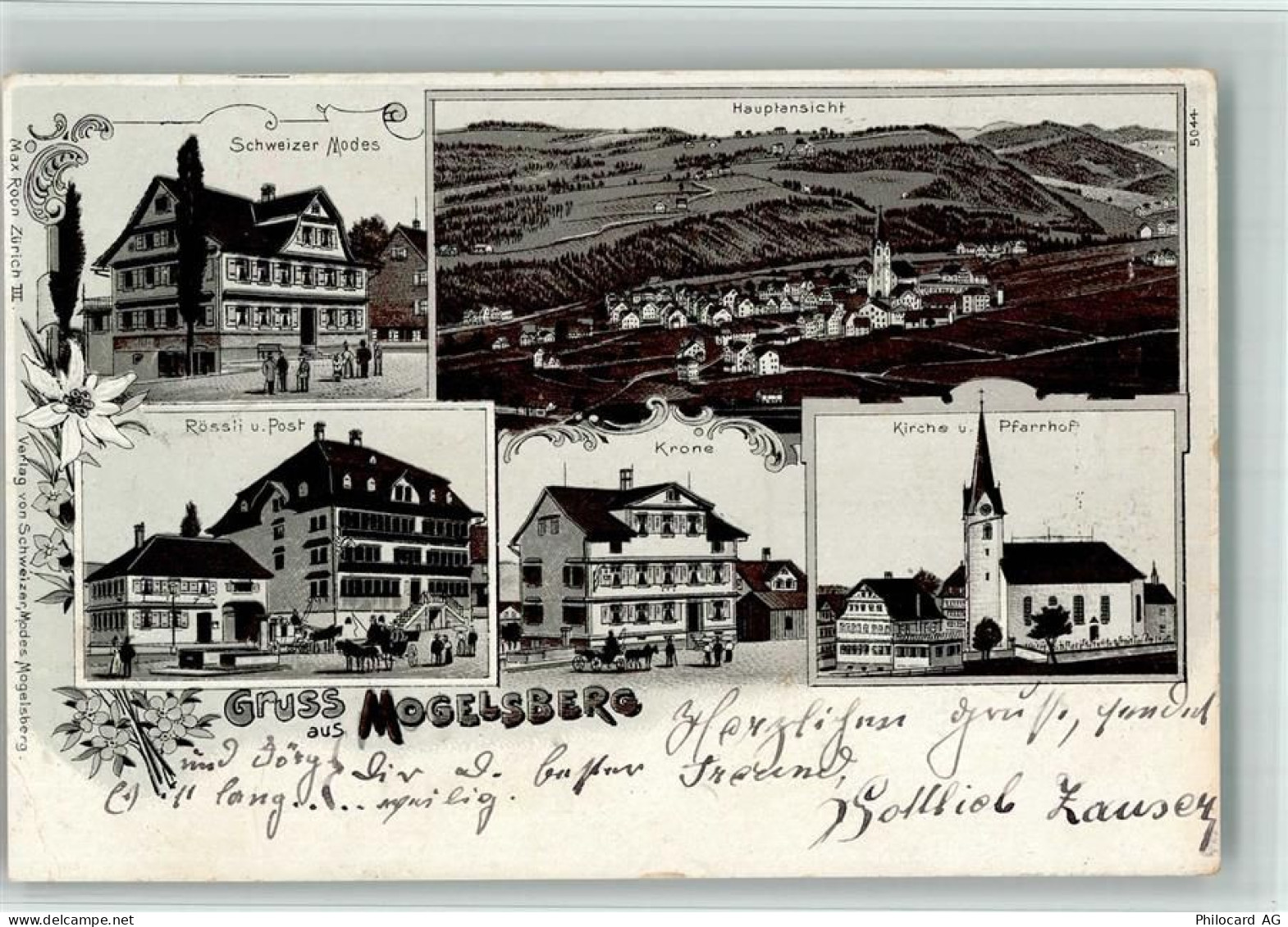 9122 Mogelsberg 1904 BOAKC Lithographie Schweizer Modes Gasthaus Rössli ... - 13702746