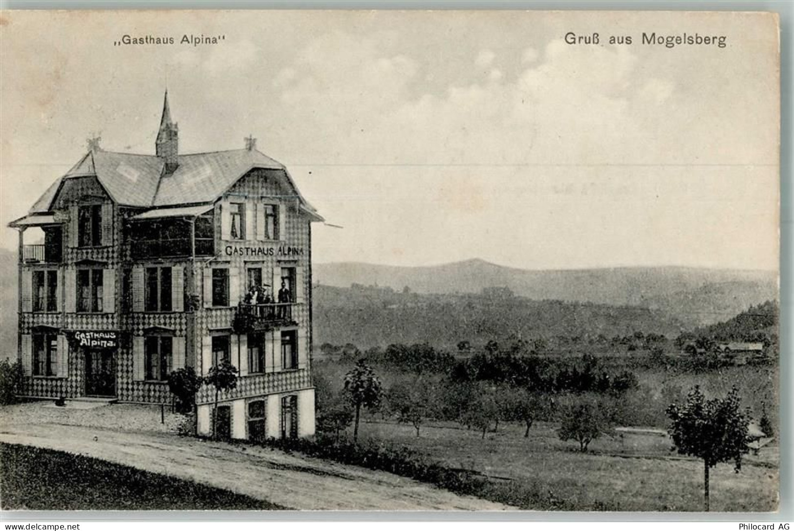 9122 Mogelsberg 1910 Foto AK Gasthaus Alpina Bahnpost Zug 2763 - 13568178