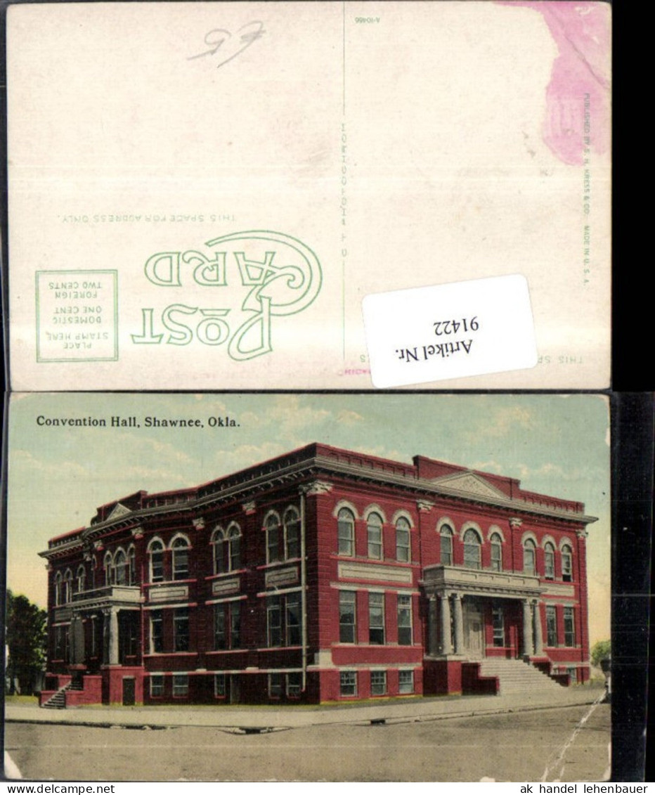 91422,Shawnee Okla. Convention Hall Frontansicht