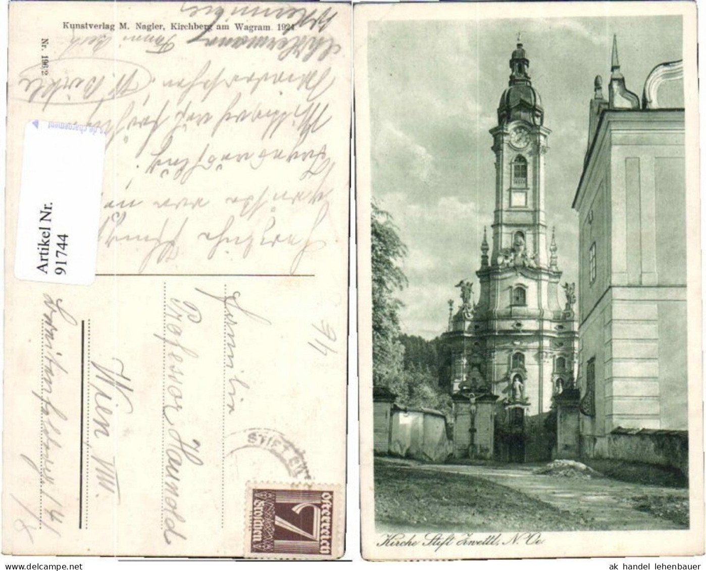 91744,Zwettl Kirche Stift 1924