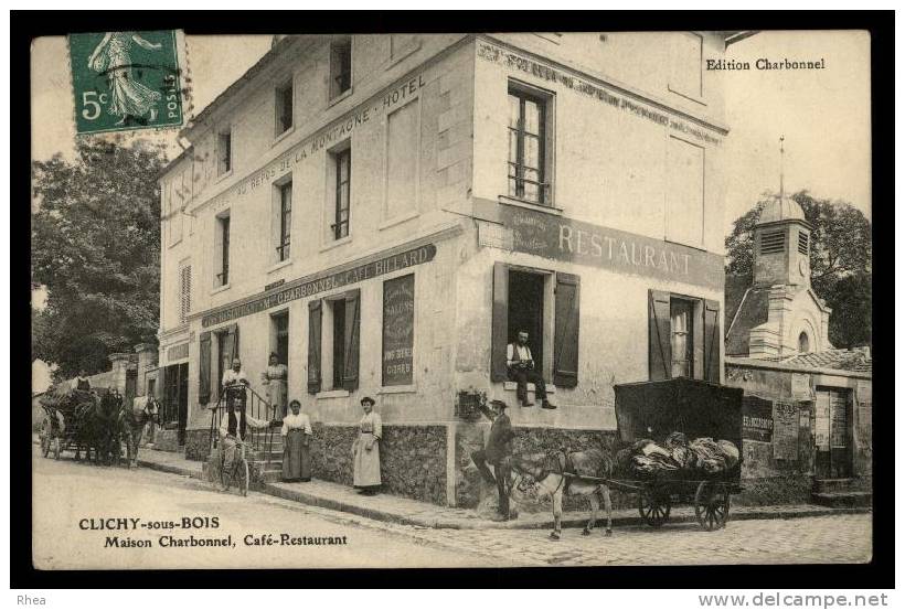 93 Clichy-sous-Bois attelage ane restaurant cafe carte pub D93D C93014C RH089311