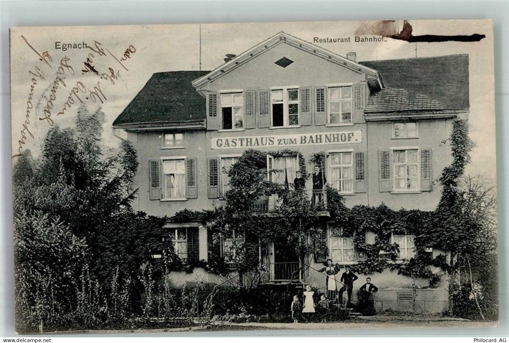 9322 Egnach 1907 Foto AK Gasthaus zum Bahnhof - 13673298
