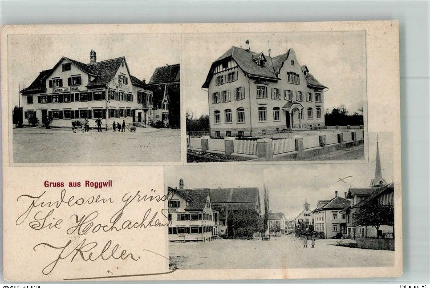 9325 Roggwil TG 1910 Foto AK Gasthaus zum Ochsen Gruss aus - 13673452