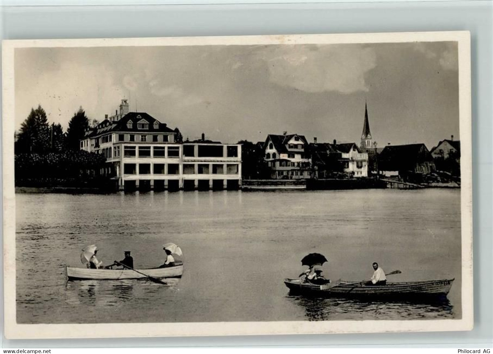 9326 Horn 1924 Foto AK Hotel Bad Horn , Ruderboote mit Touristen AK - 13097911