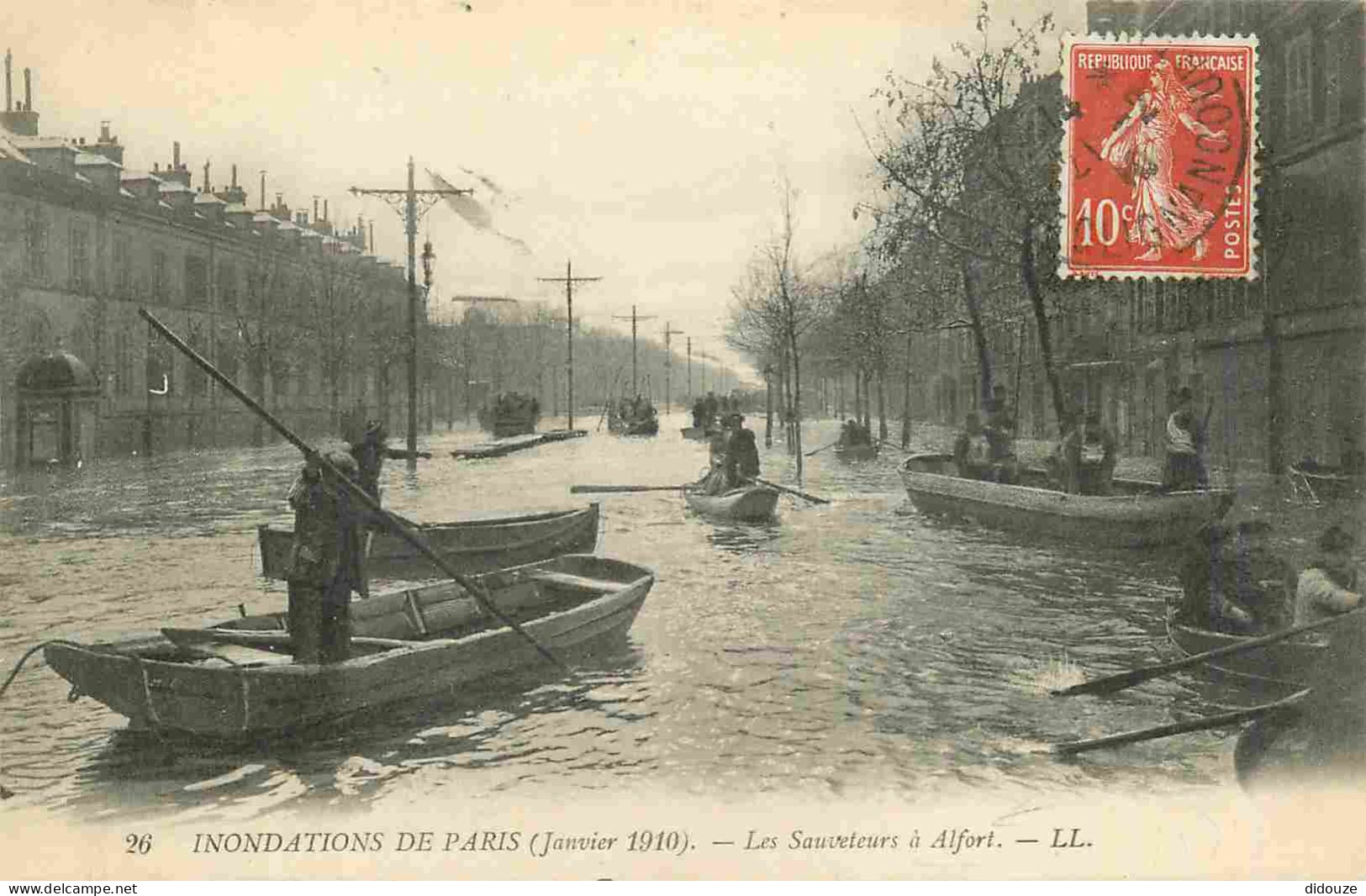 94 - Maisons Alfort - Crue de la Seine de 1910 - Les Sauveteurs à Alfort - Animée - Correspondance - CPA - Voyagée en 19