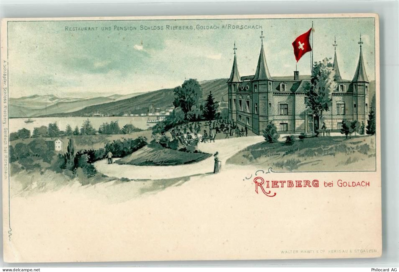 9403 Goldach 1901 Lithographie Gasthaus Restaurant Pension Schloss Rietb... - 13256344