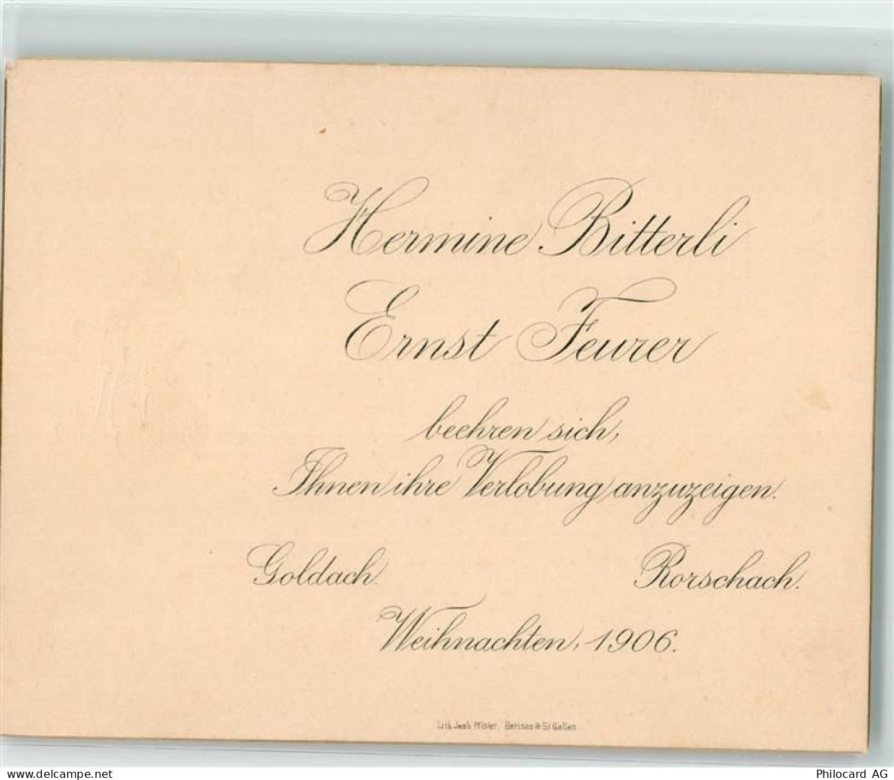 9403 Goldach 1906 KEINE AK Verlobung Mitteilung - 39494625