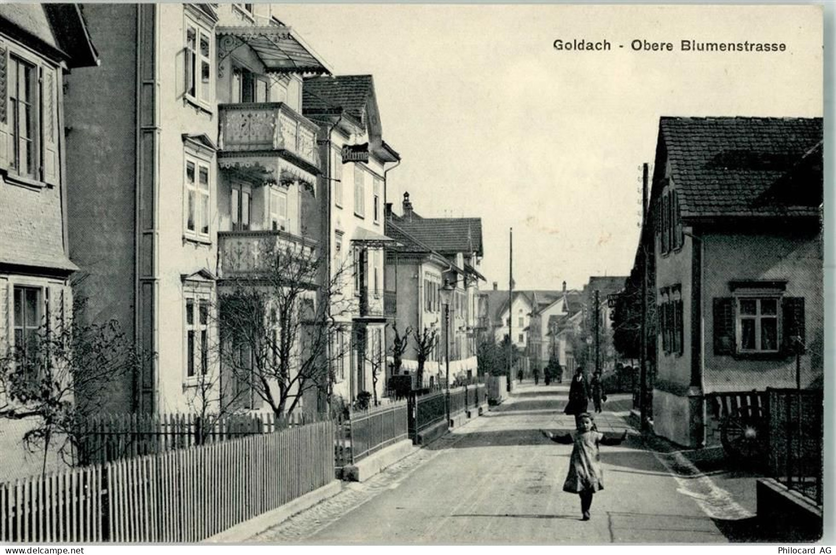 9403 Goldach 1915 Foto AK Bahnpost Zug 3514 Obere Blumenstrasse - 13666345