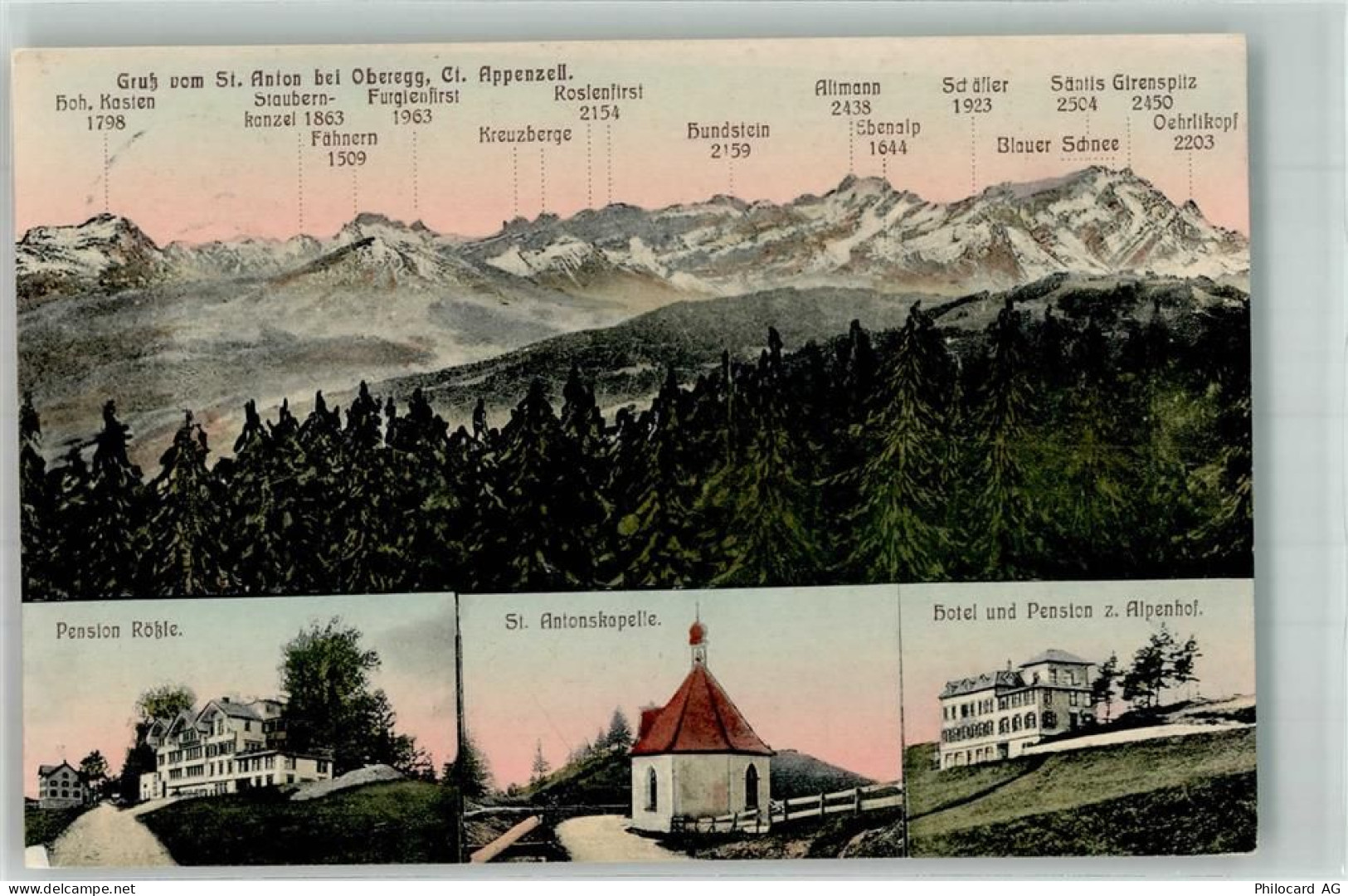 9413 Oberegg 1919 Foto AK St. Anton Pension Rößle Kapelle St. Anton Hote... - 14001203