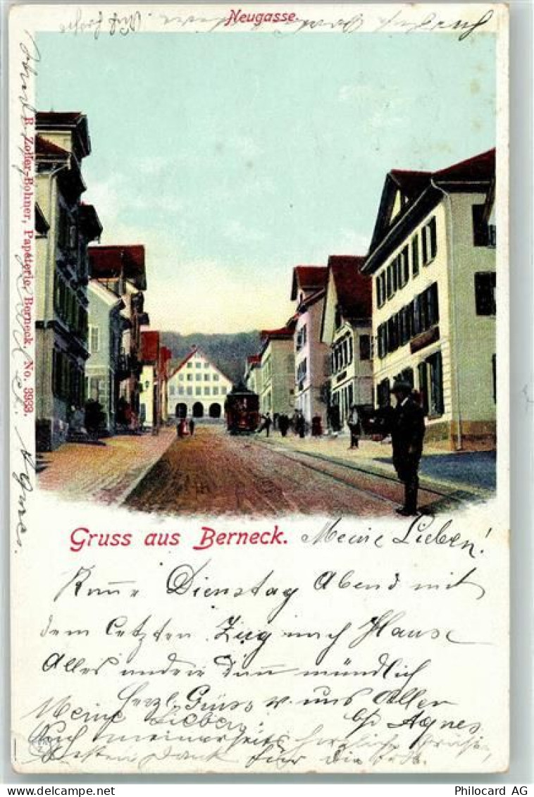 9442 Berneck 1905 Lithographie Neugasse Straßenbahn - 13444023
