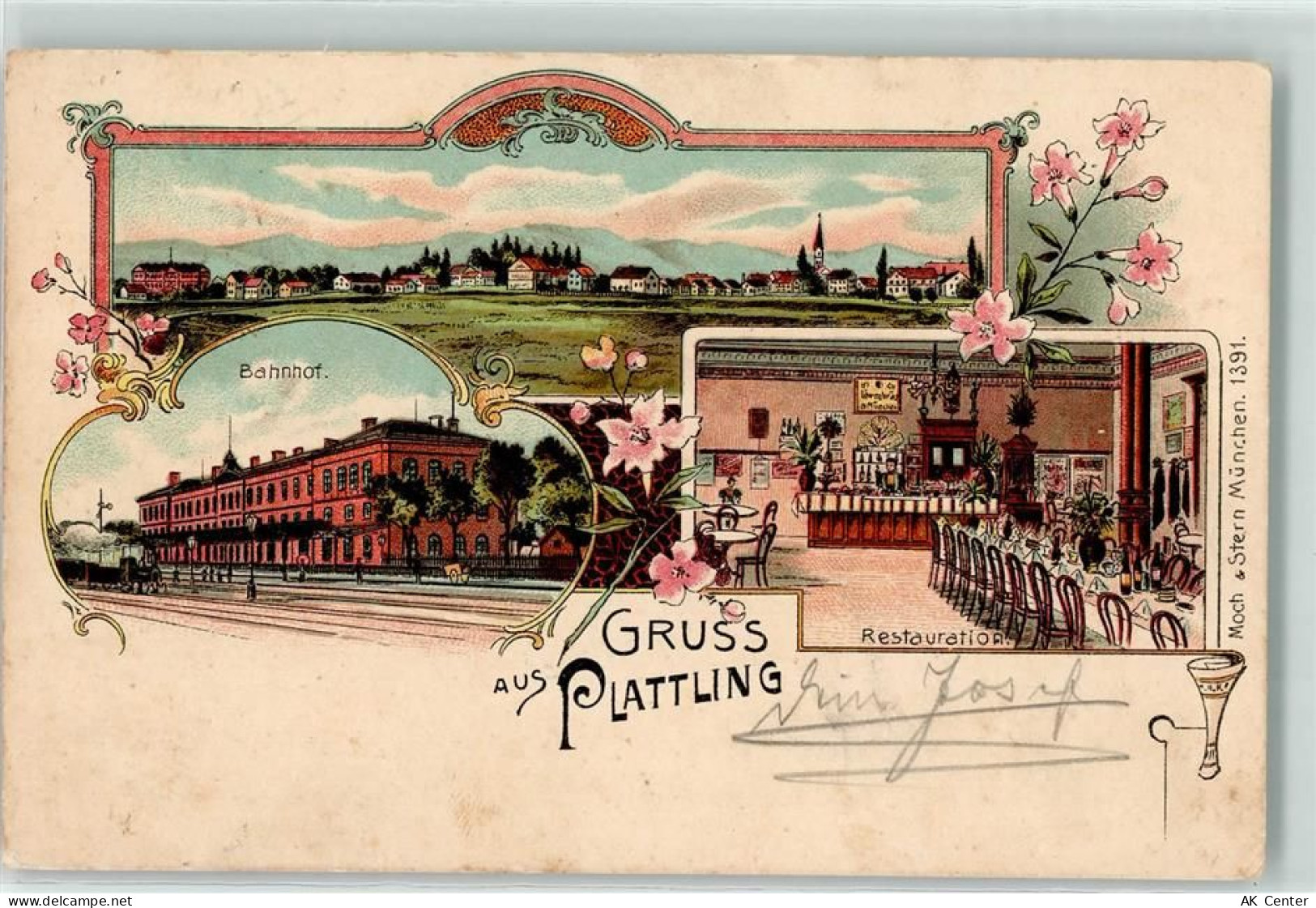 94447 W8350 Plattling 1900 Lithographie Bahnhof - 13606416