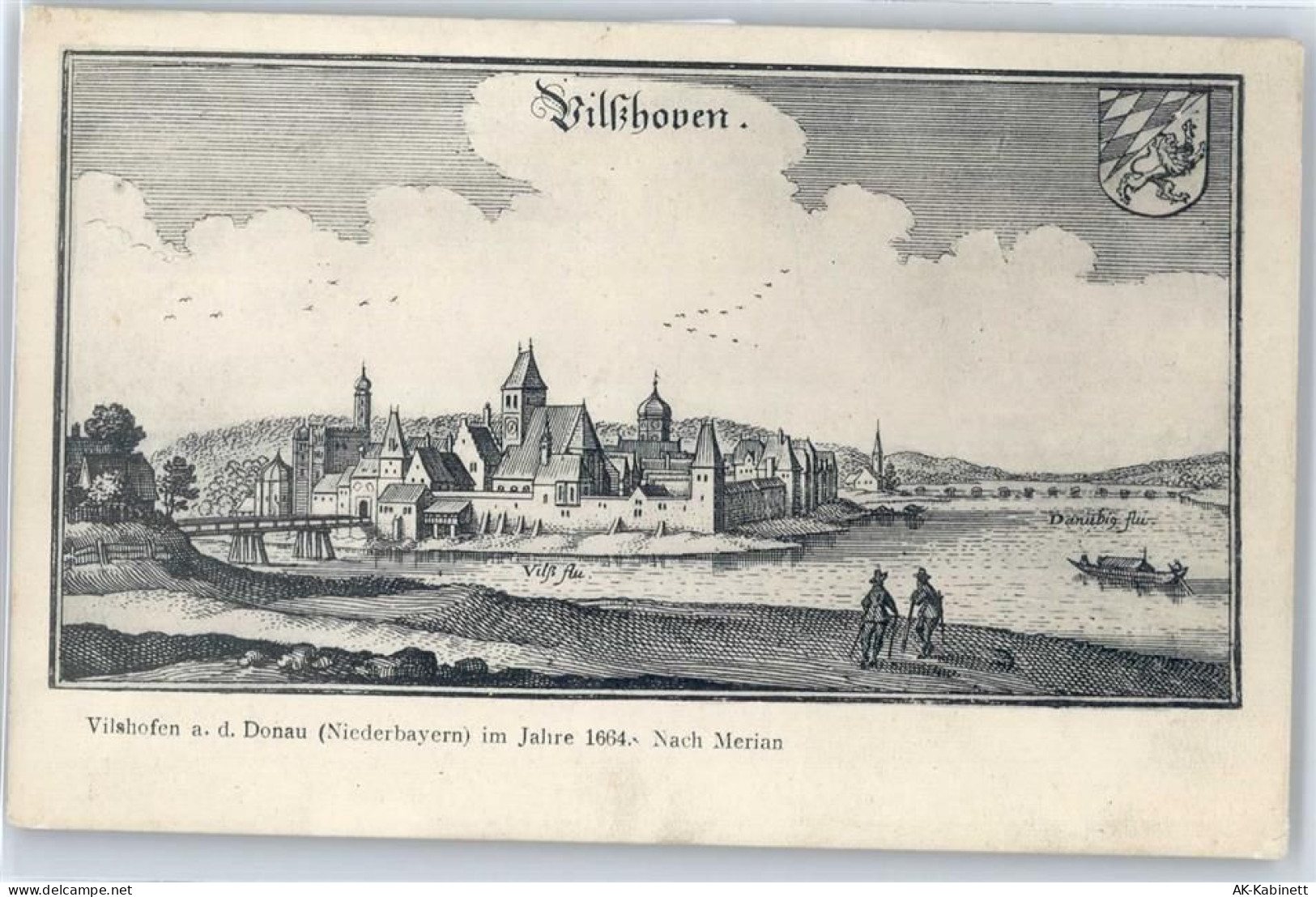 94474 W8358 Vilshofen an der Donau - Zeichnung, Alt-Vilshofen 1664 - 50945132