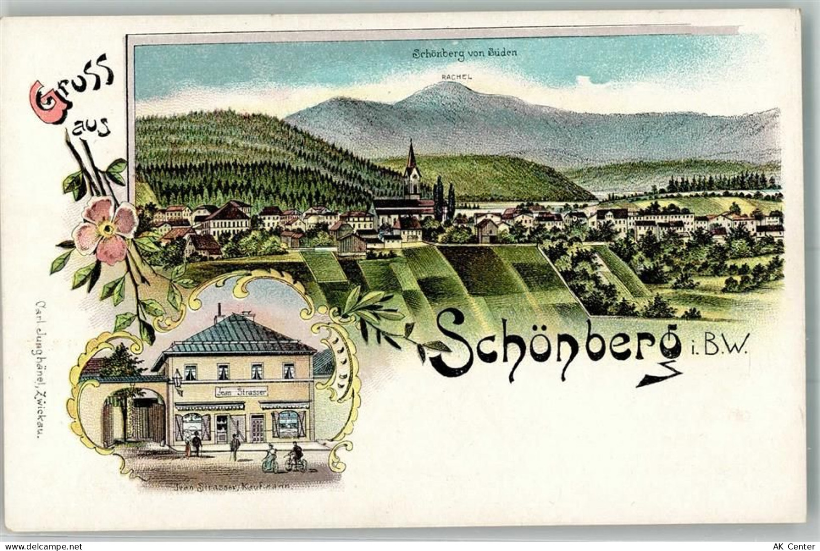 94513 W8351 Schönberg , Niederbay Lithographie Kaufmannsladen Strasser... - 13653843