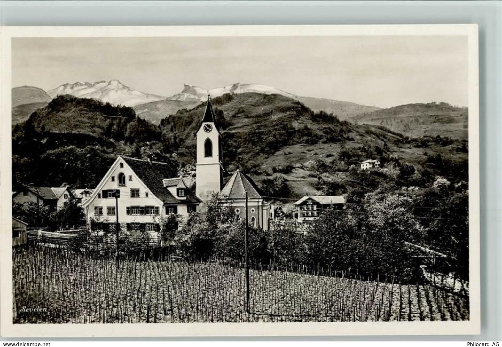 9475 Sevelen 1930 Foto AK Kirchenpartie, Weinberge, Verlag guggenheim 17... - 13085174