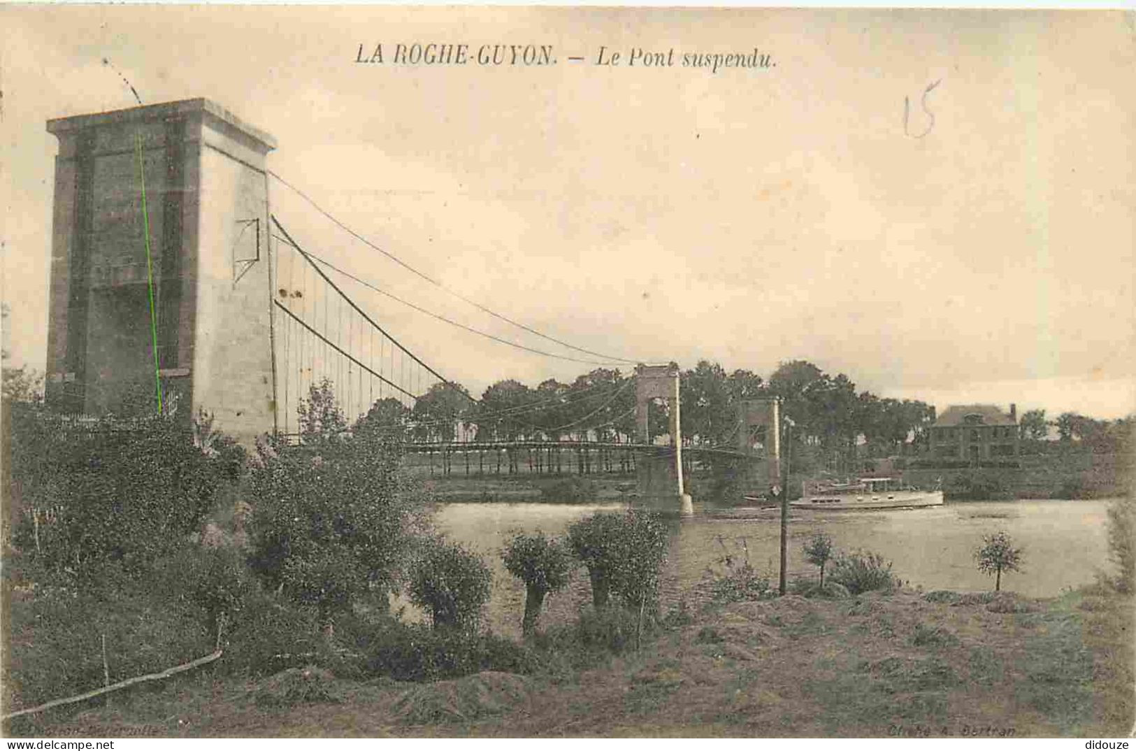 95 - La Roche Guyon - Le Pont suspendu - CPA - Oblitération - Voir Scans Recto-Verso