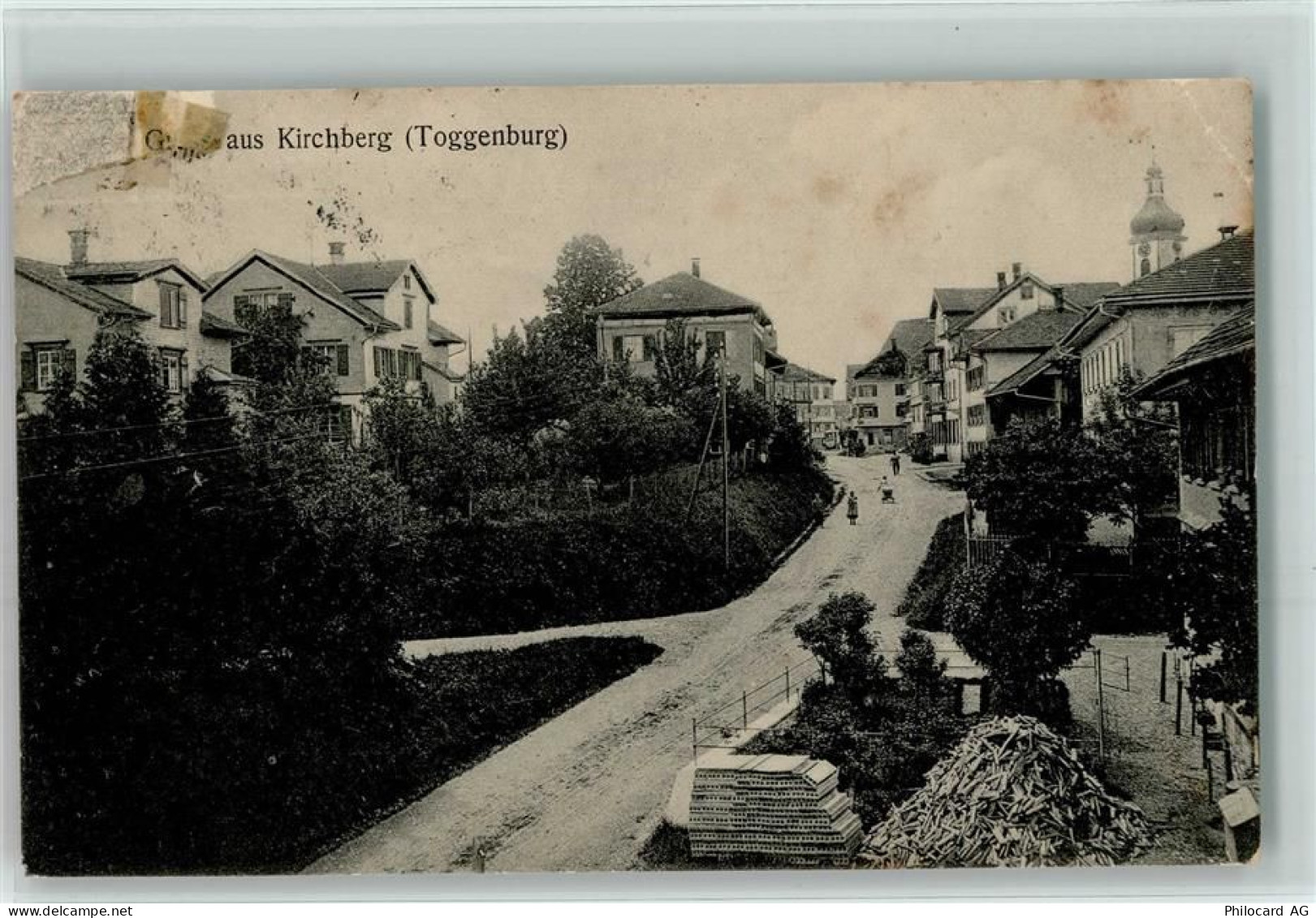 9533 Kirchberg SG 1912 Gebrauchsspuren Straßenpartie, AK - 13098377