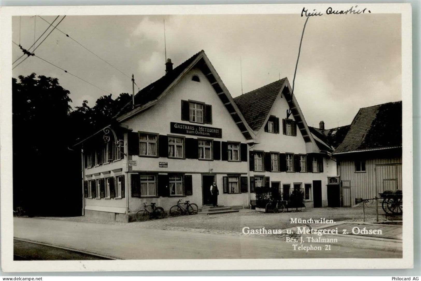 9542 Münchwilen TG Foto AK Fahrrad Feldpost 6 Gasthaus und Metzgerei zum... - 13596310