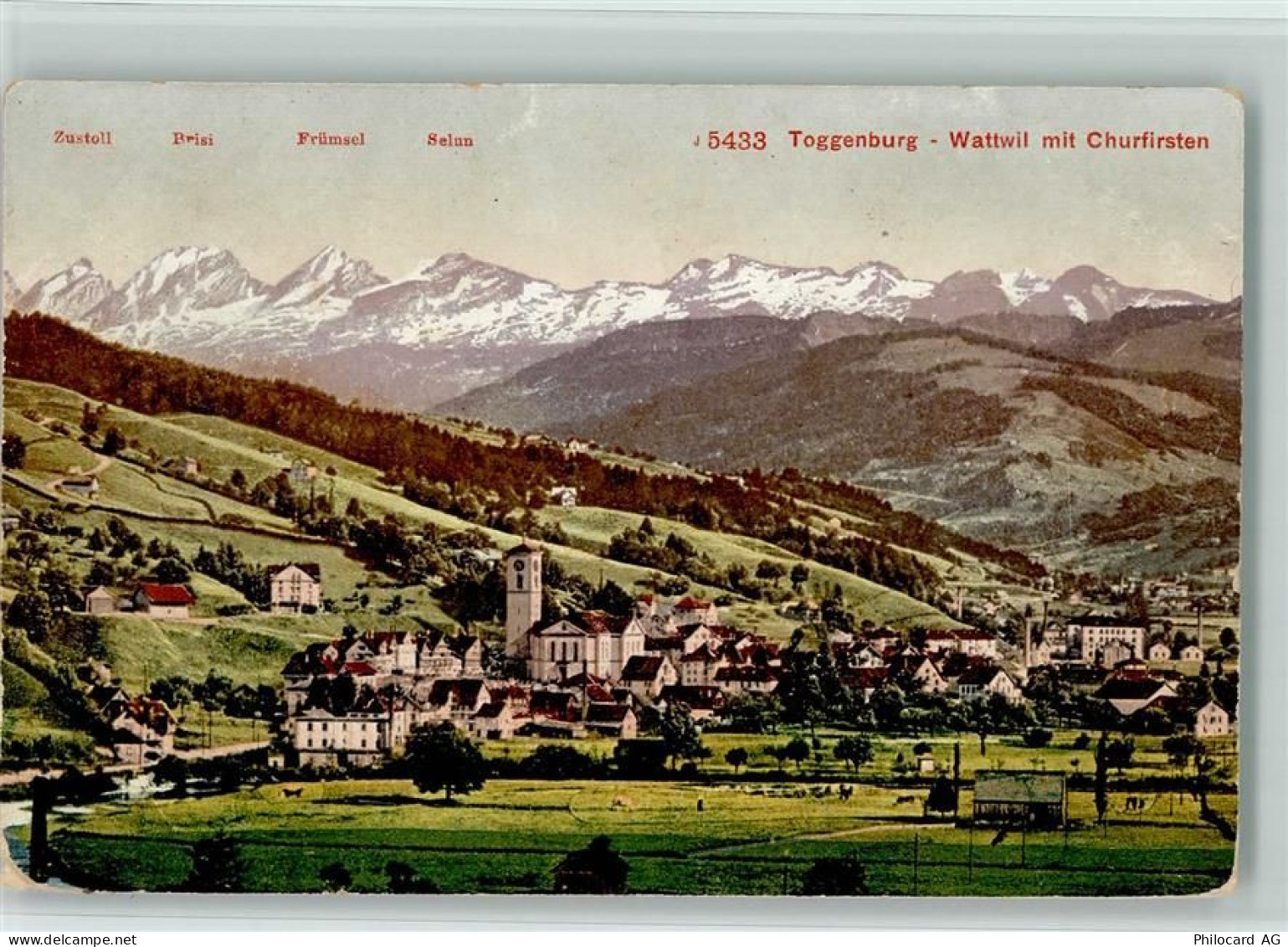 9630 Wattwil Gebrauchsspuren 1911 Toggenburg Wattwil mit Churfirsten - 13119860